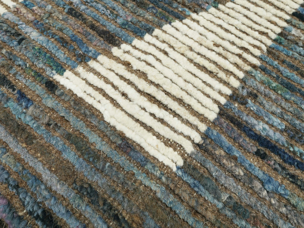 3x5 Ft Dark Blue Moroccan Rug - Hand Knotted Area Rug