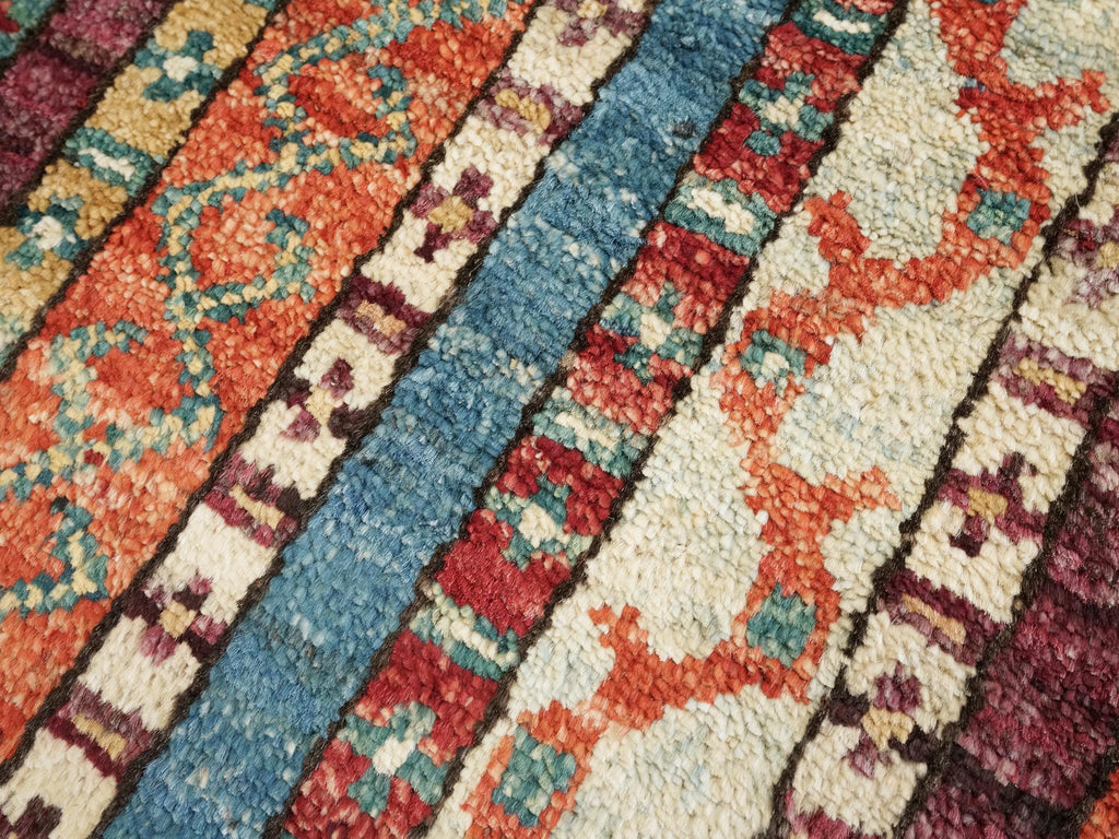 1x2 Ft Red Heriz Rug - Hand Knotted Ghazni Wool Oriental Doormat