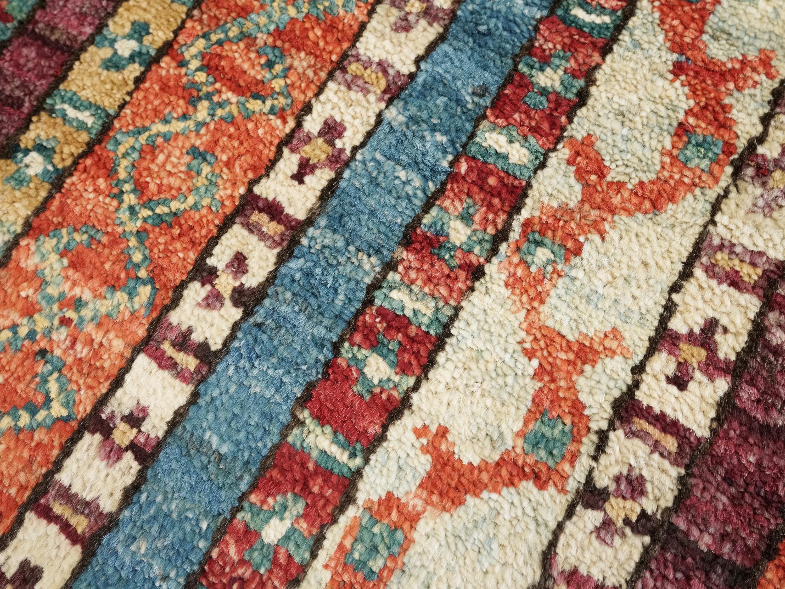 1x2 Ft Red Heriz Rug - Hand Knotted Ghazni Wool Oriental Doormat