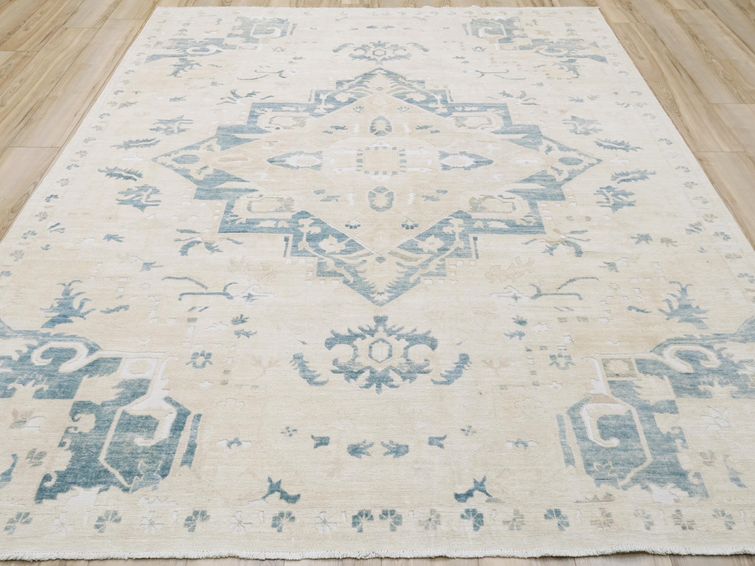 8x10 Ft White Serapi Rug - Hand Knotted Afghan Oriental Rug