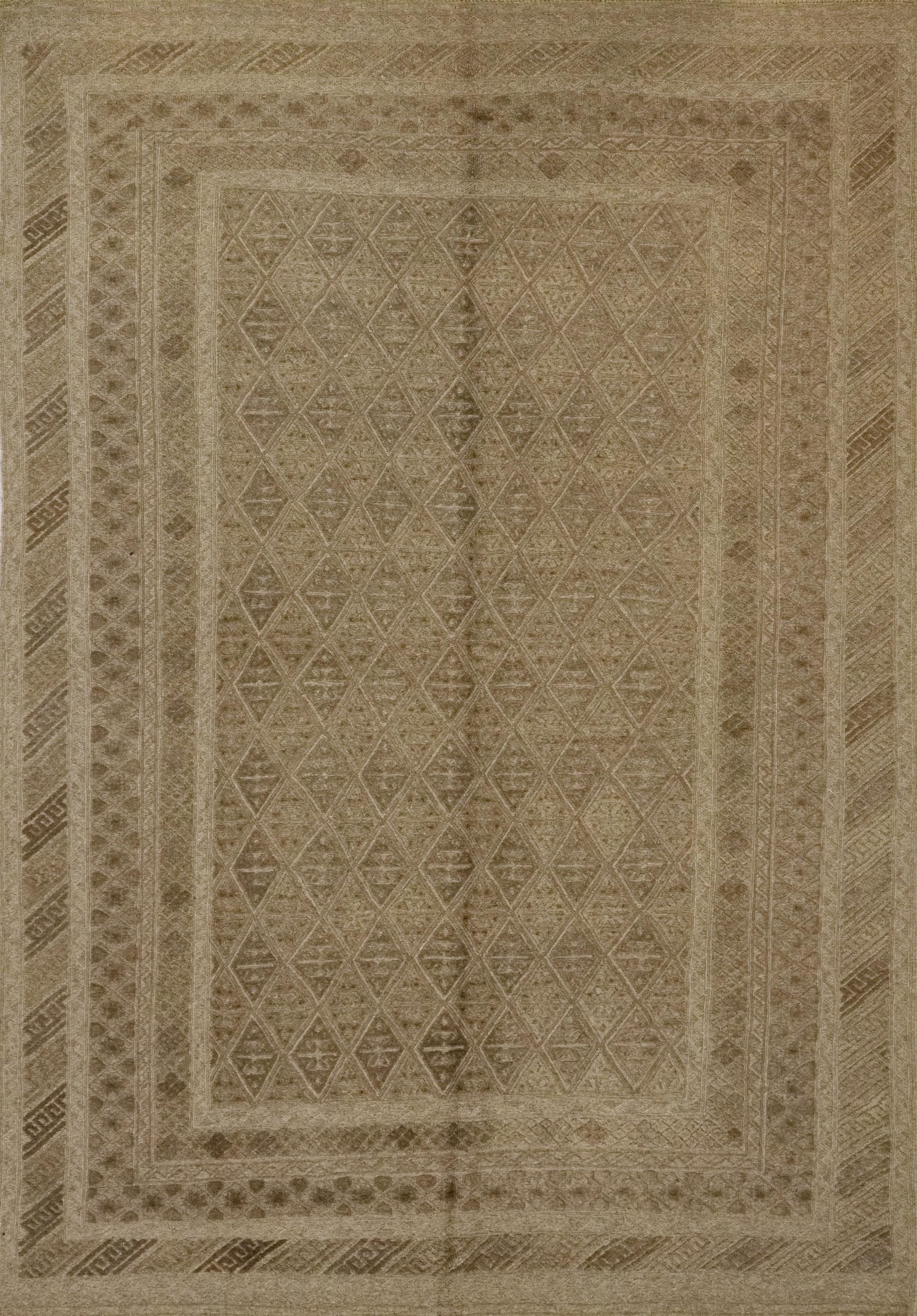 6x9 FT Vintage Hand Knotted Wool Kilim Rug - Brown Tribal Area Rug