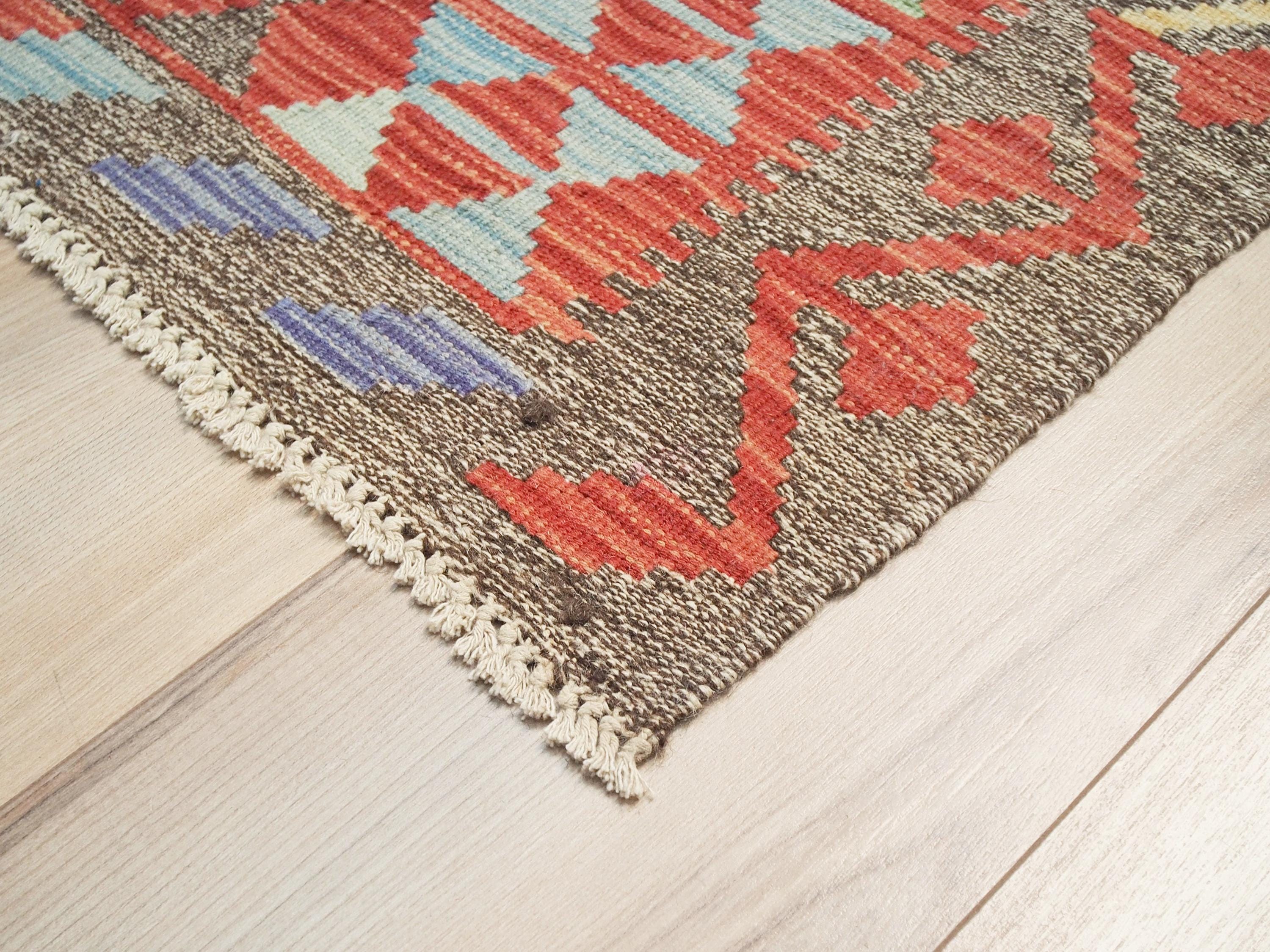 5x8 Ft Red Maimana Kilim Rug - Flat Weave Afghan Rug