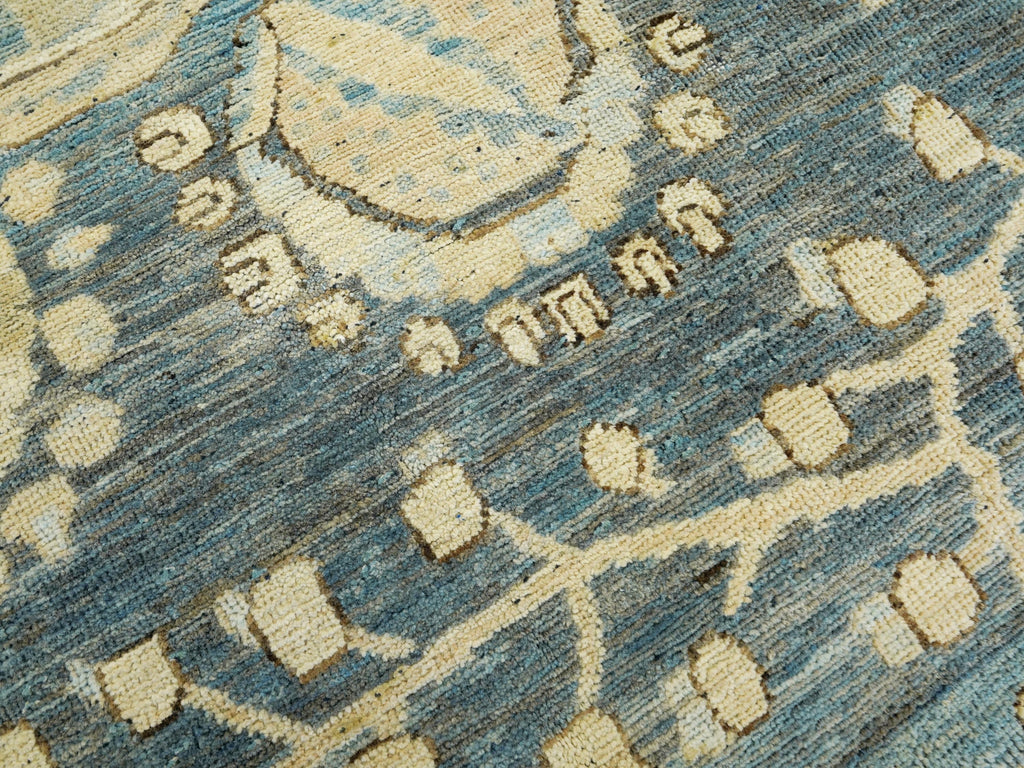 9x11 Ft Blue Serapi Rug - Hand Knotted Antique Rug - Persian Design