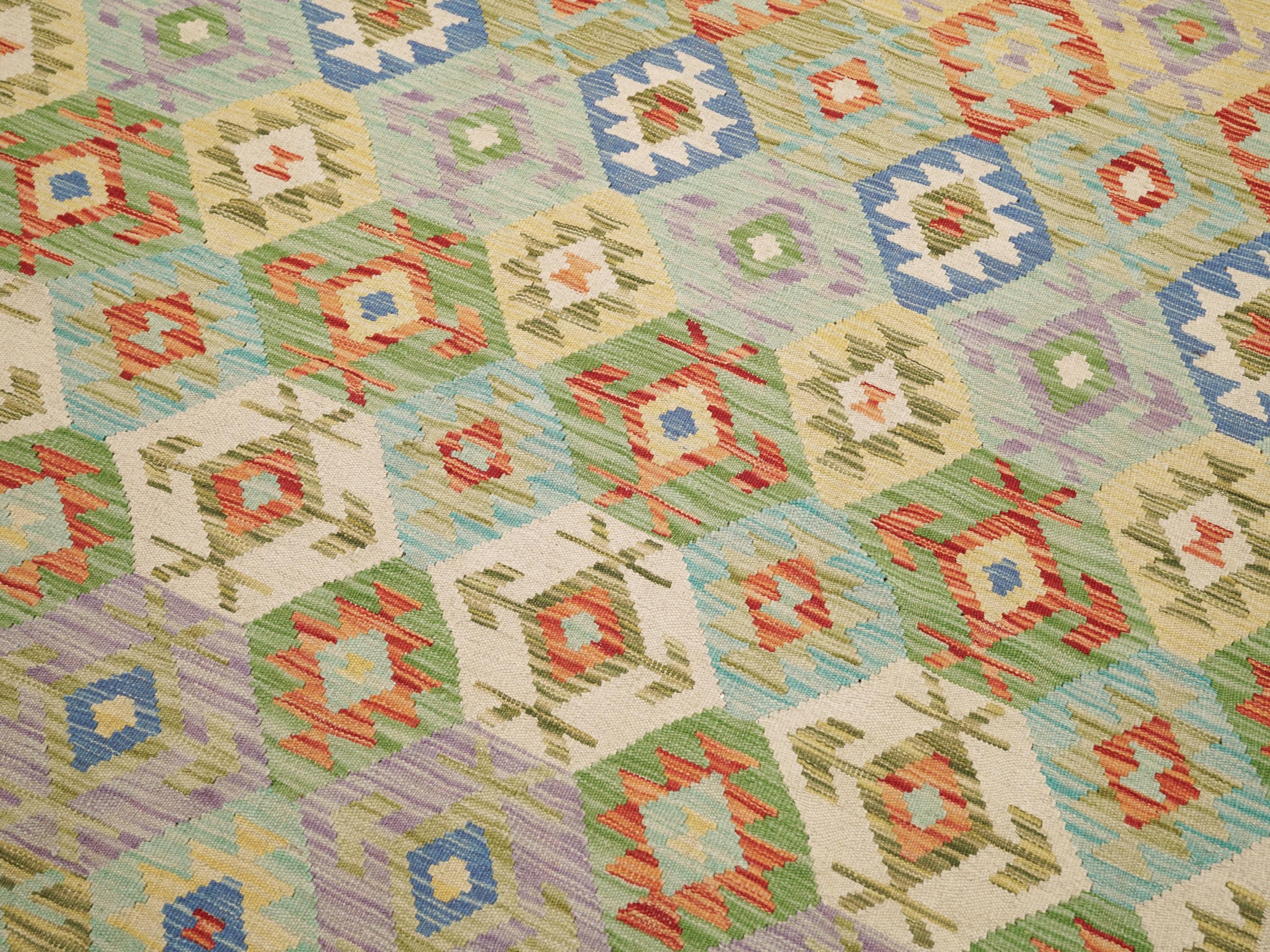 7x10 Ft Maimana Kilim Rug - Flat Weave Tribal Rug