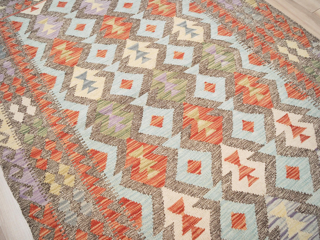 4x6 Ft Red Maimana Kilim Rug - Afghan Flat Weave