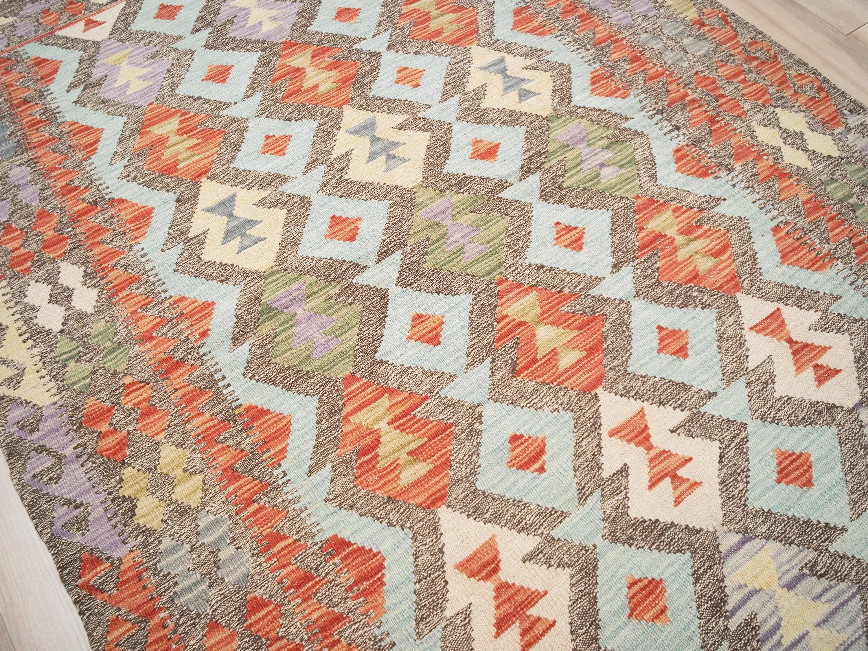 4x6 Ft Red Maimana Kilim Rug - Afghan Flat Weave