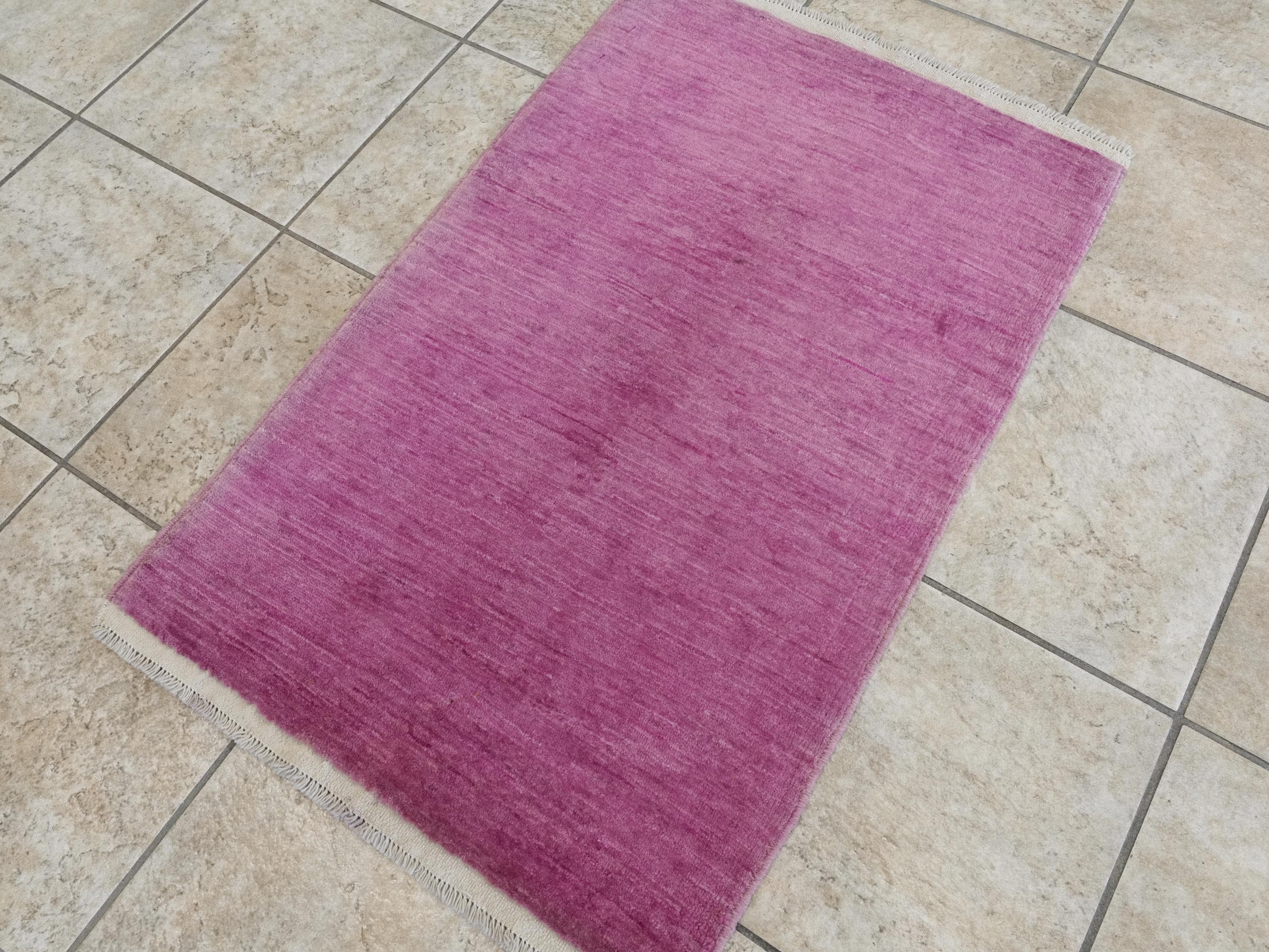 2x3 Ft Hand Knotted Purple Gabbeh Rug - Afghan Wool Doormat