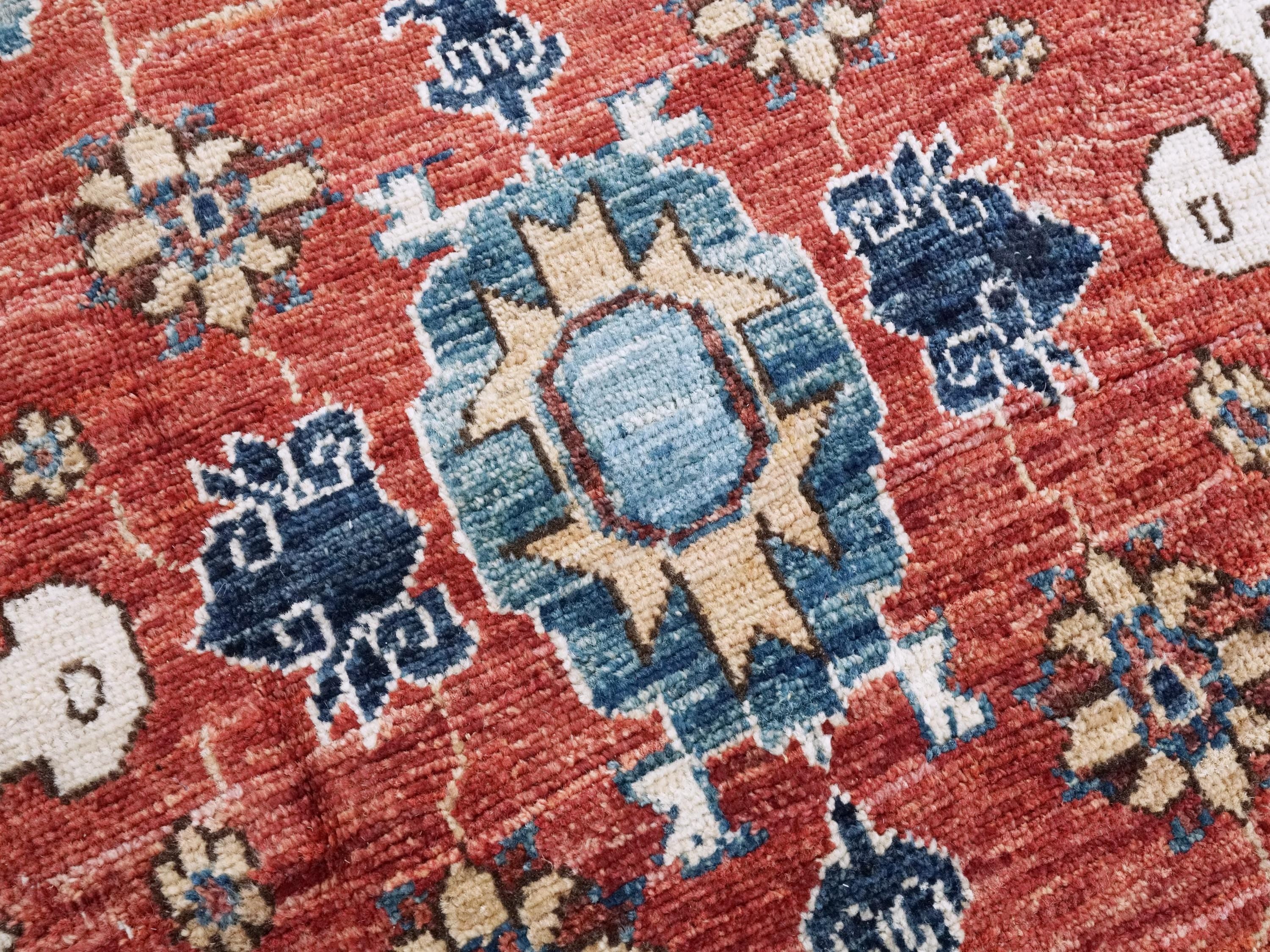 6x9 Ft Red & Blue Serapi Rug - Oriental Area Rug - Persian Design