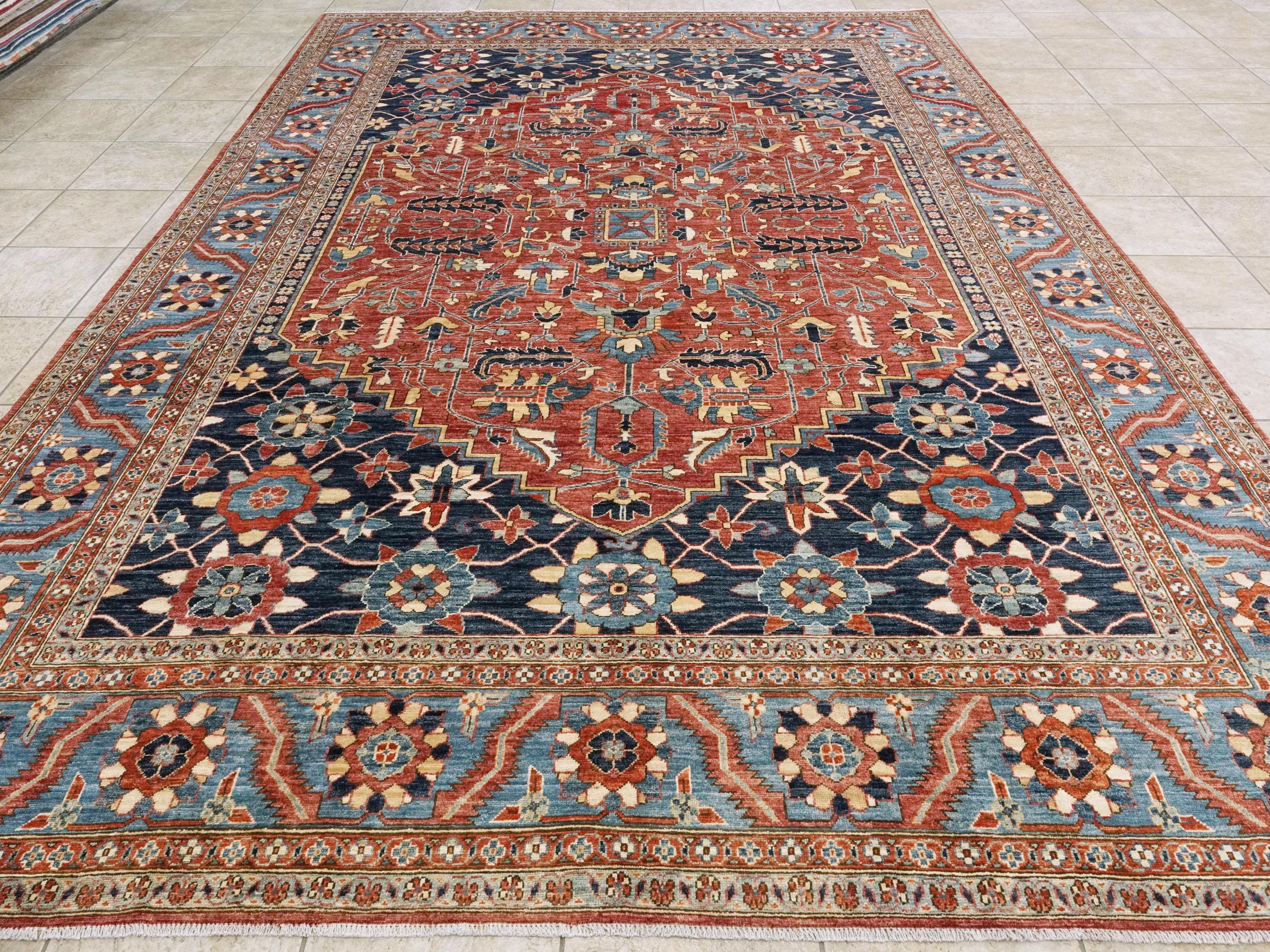 9x12 Ft Red Serapi Rug - Hand Knotted Afghan Area Rug