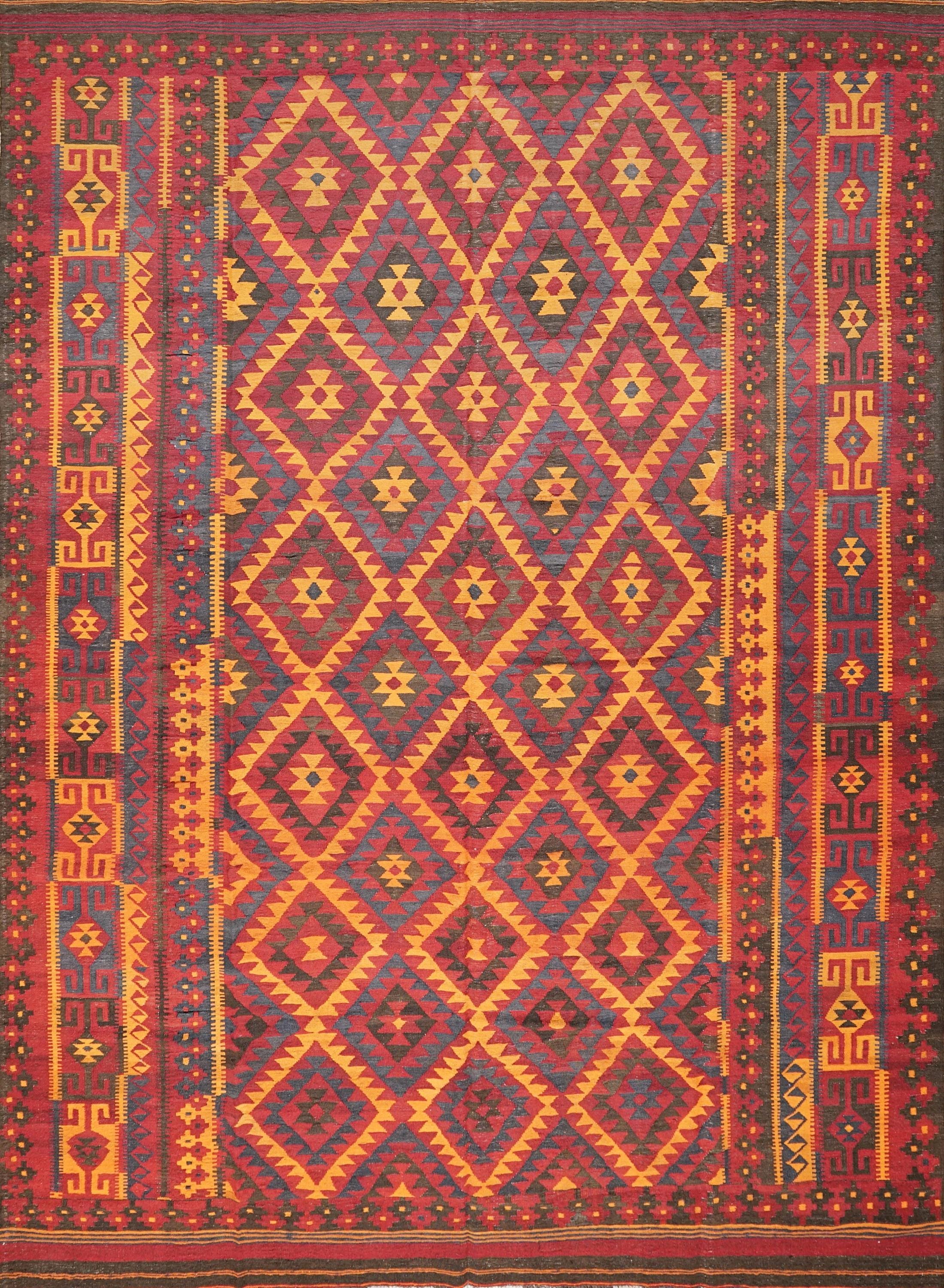 10x16 Ft Antique Red Kilim Rug - Afghan Tribal Rug