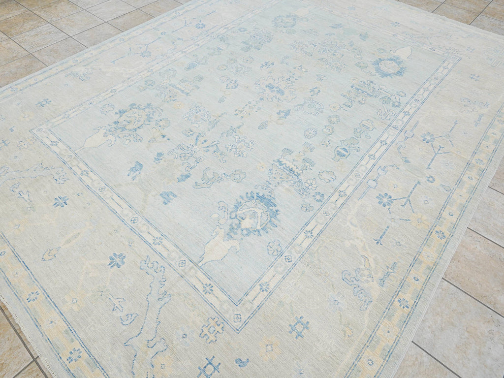 9x12 Ft Light Blue Oushak Rug - Handmade Area Rug