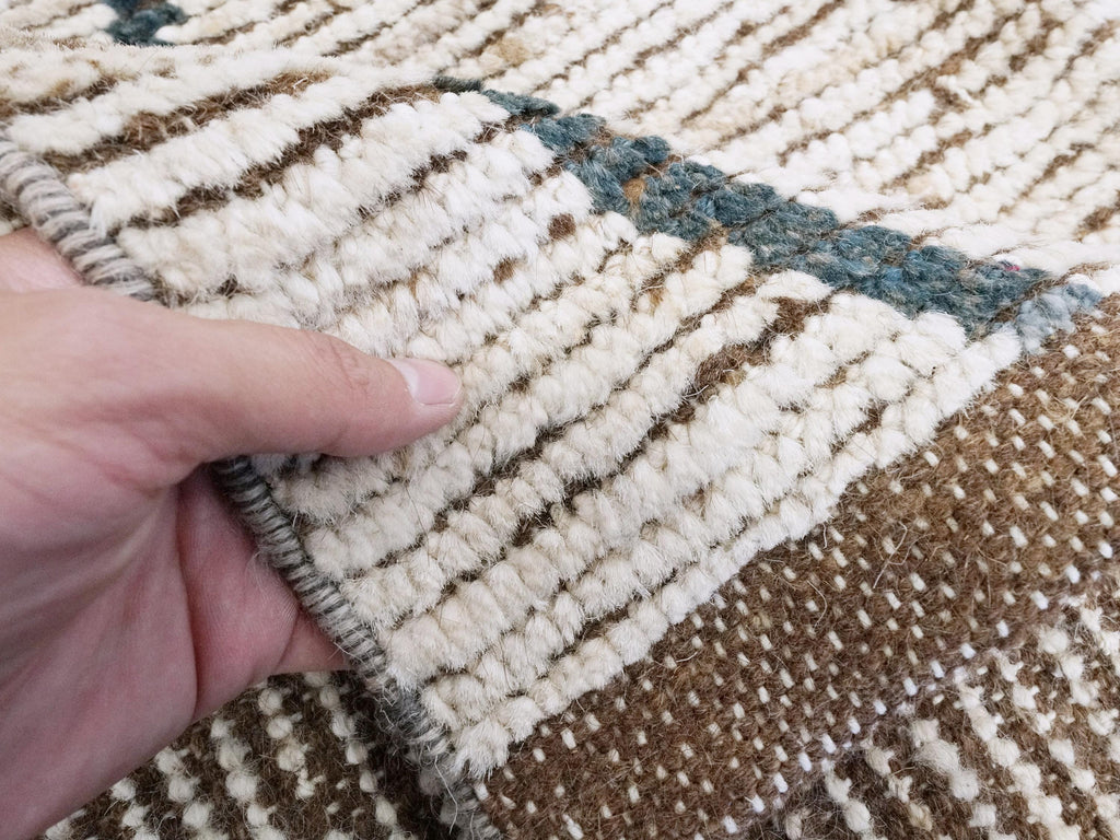 8x10 Ft White & Blue Moroccan Rug - Hand Knotted Wool Area Rug