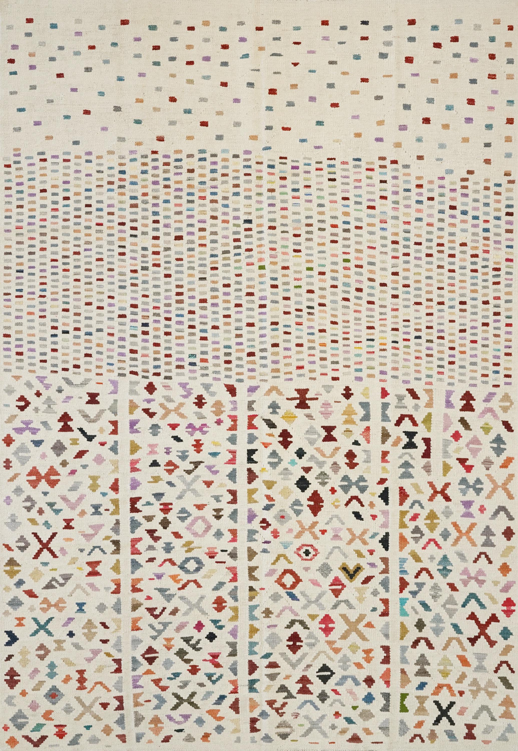 7x10 Ft Beige Kilim Rug - Flat Weave Contemporary Design