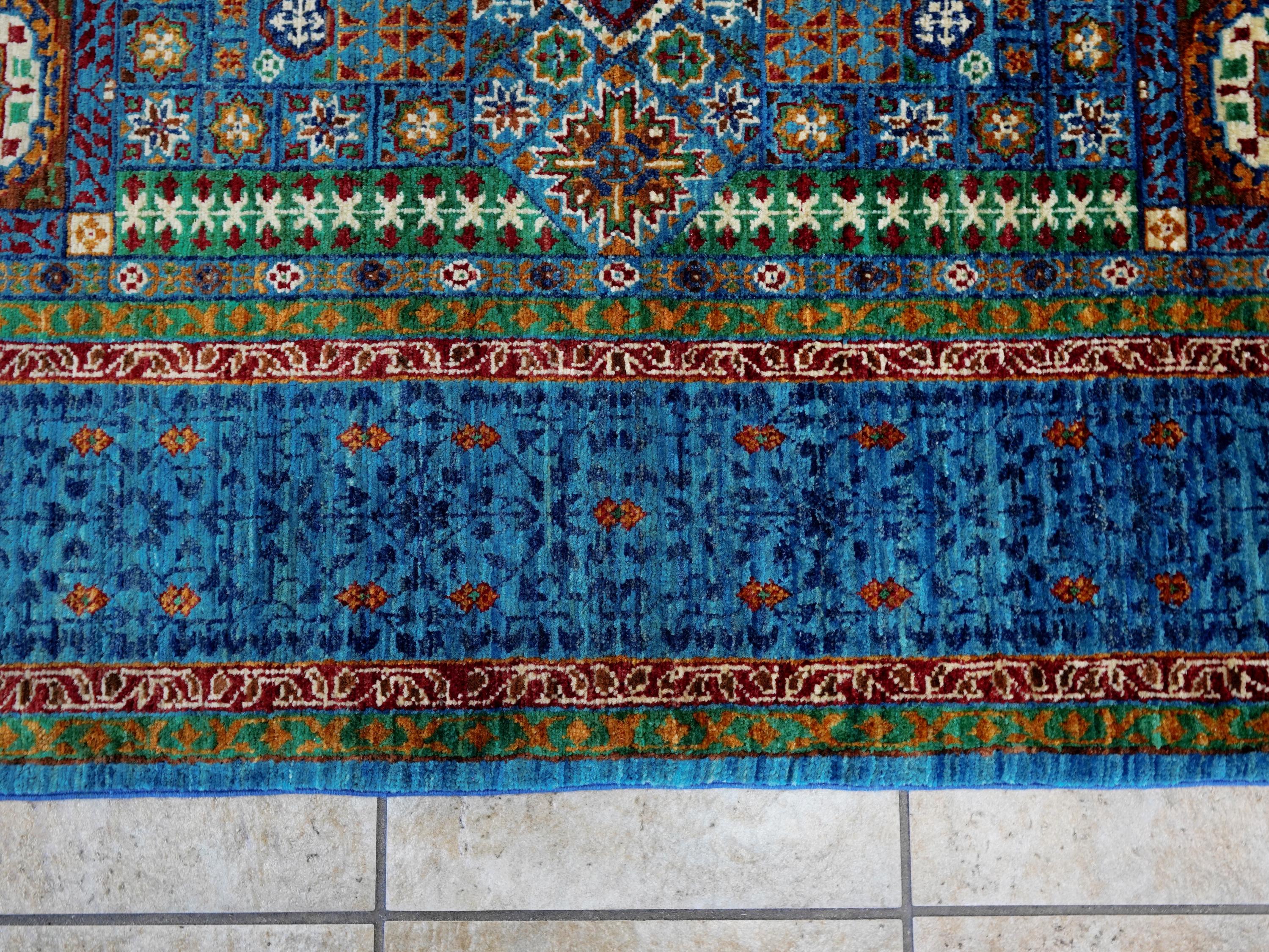 6x8 Ft Blue Mamluk Rug - Hand Knotted Oriental Area Rug