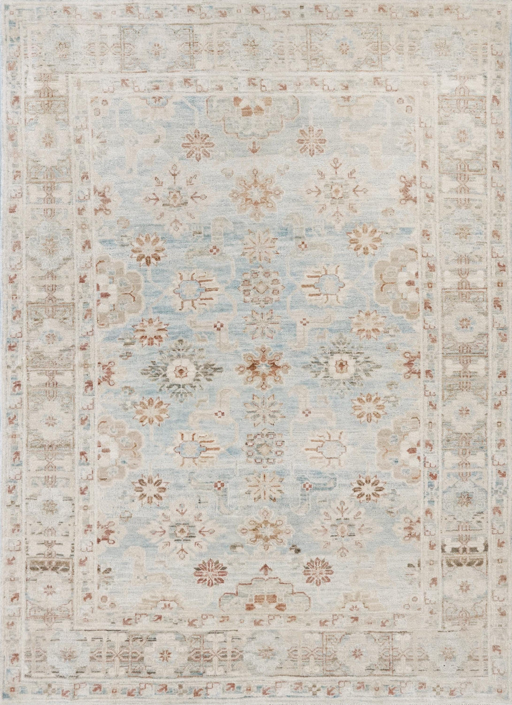 4x6 Ft Light Blue Serapi Rug - Afghan Handmade Oriental Rug