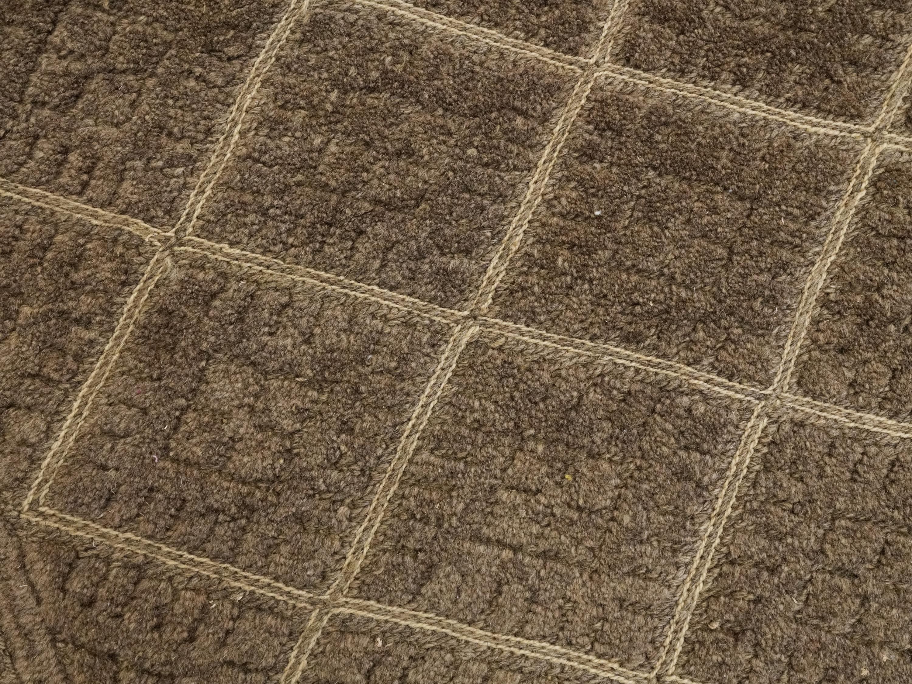 7x9 FT Vintage Brown Tribal Kilim Rug - Hand-Knotted Wool Area Rug