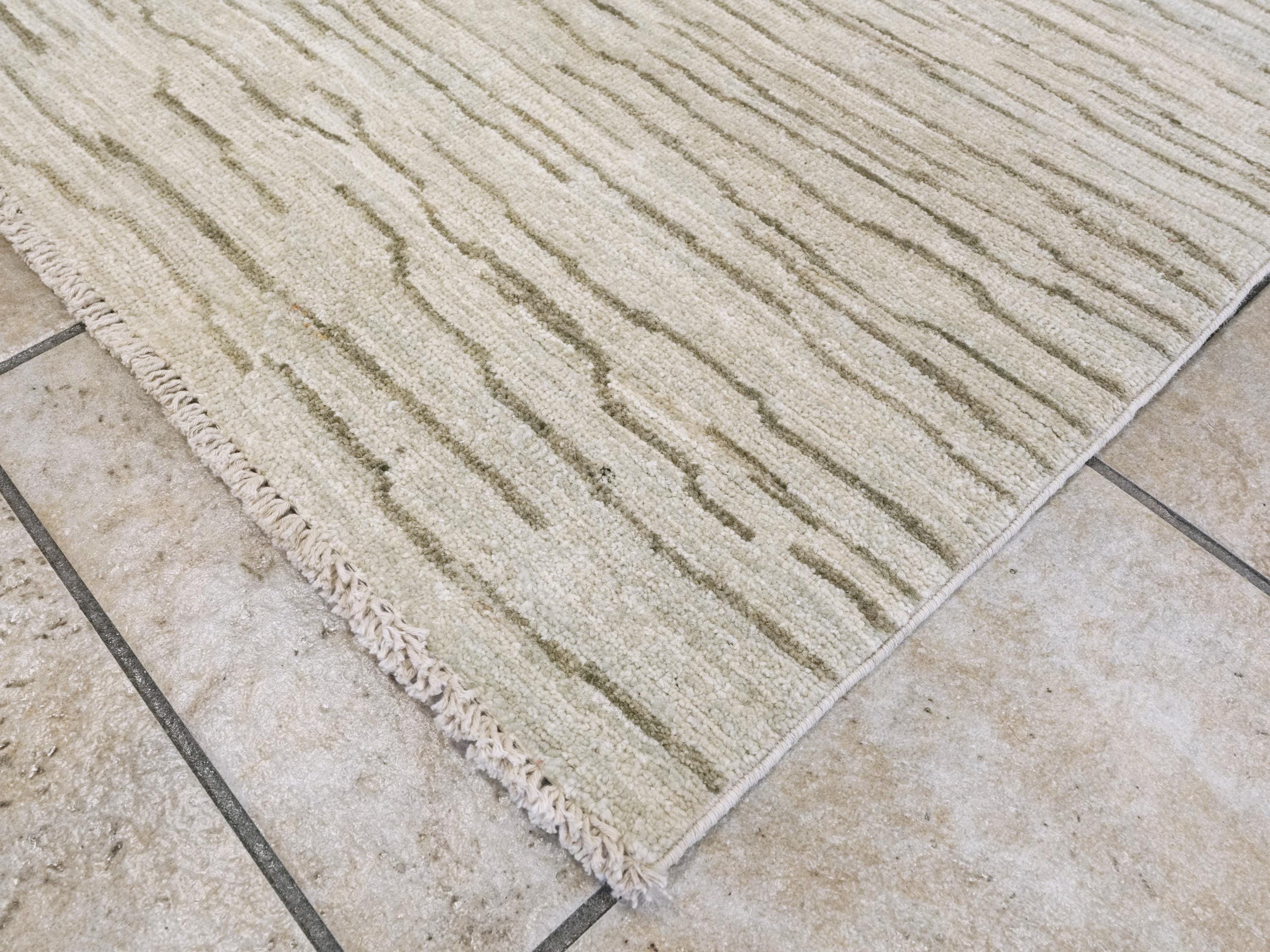 6x9 Ft Beige Gabbeh Rug - Afghan Wool Area Rug - Contemporary Design