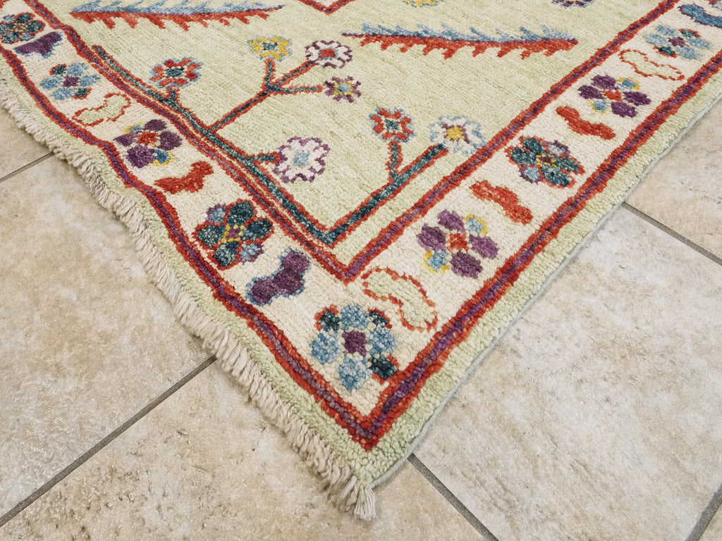 9x12 Ft Light Green Ushak Rug - Hand Knotted Afghan Oriental Rug