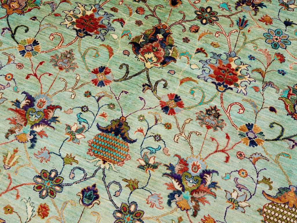 9x12 Ft Green Serapi Rug - Afghan Oriental Area Rug - Persian Design