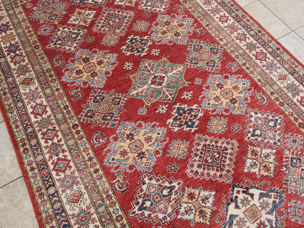 6x9 Ft Red Super Kazak Rug - Hand Knotted Wool Persian Rug