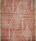 8x10 Ft Red Moroccan Rug - Hand Knotted Geometric Area Rug