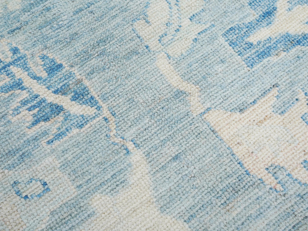 10x14 Ft Muted Blue Ushak Rug - Hand Knotted Wool Area Rug -  Floral Design
