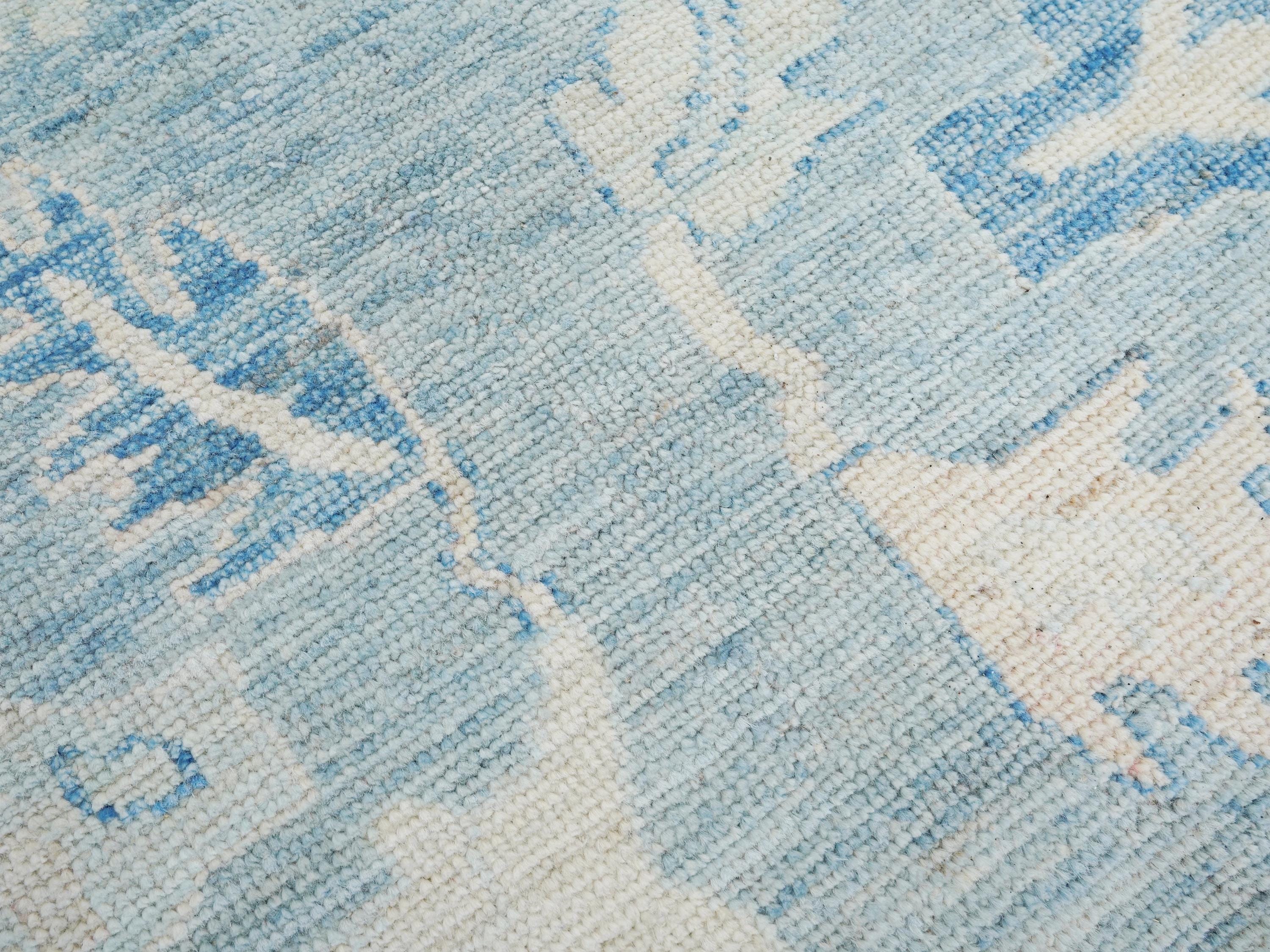 10x14 Ft Muted Blue Ushak Rug - Hand Knotted Wool Area Rug -  Floral Design