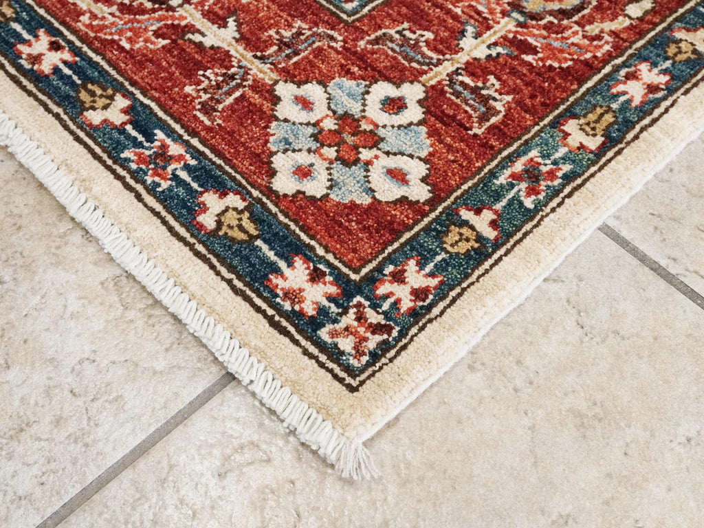 5x7 Ft Hand Knotted Red Heriz Rug - Wool Oriental Rug