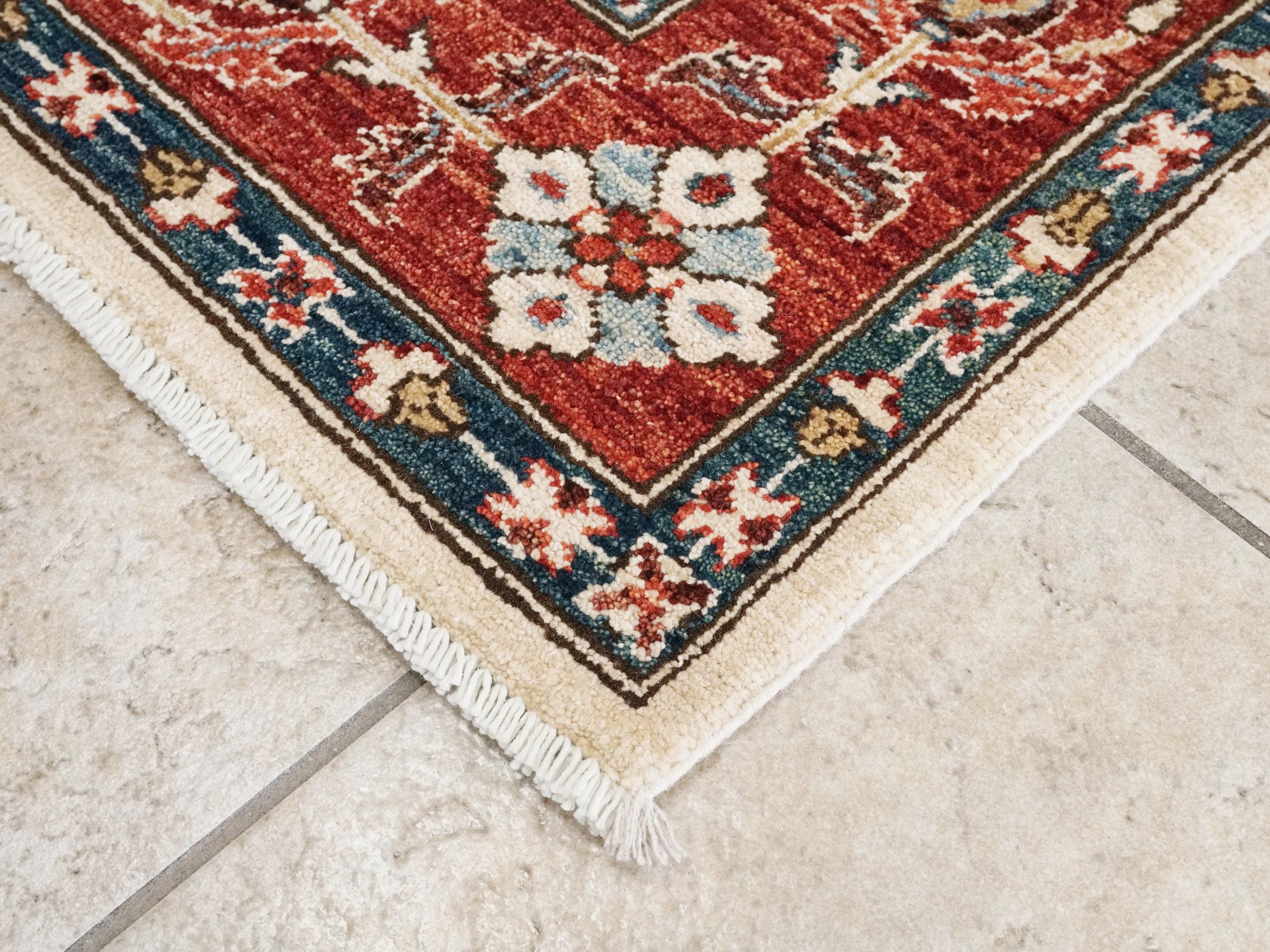 5x7 Ft Hand Knotted Red Heriz Rug - Wool Oriental Rug