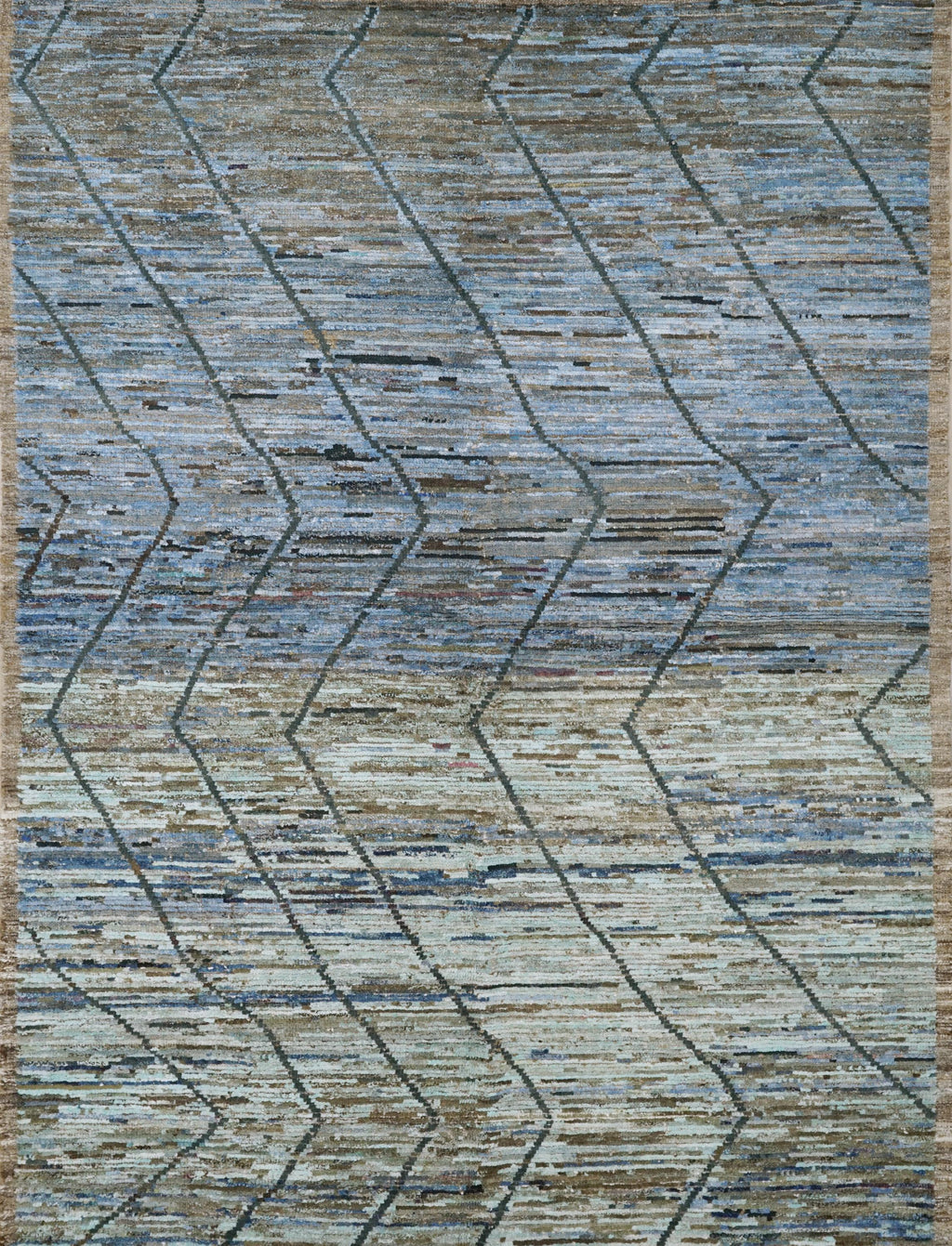 6x9 Ft Blue Moroccan Rug - Hand Knotted Square Rug