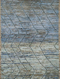 6x9 Ft Blue Moroccan Rug - Hand Knotted Square Rug