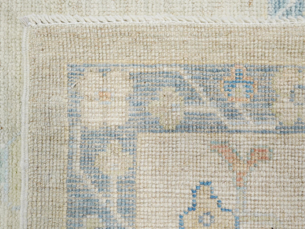 10x14 Ft Blue Oushak Rug - Hand Knotted Afghan Rug - Turkish Floral Design