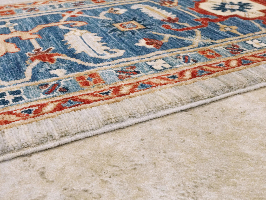 9x12 Ft Blue & White Bidjar Rug - Hand Knotted Persian Style Wool Rug