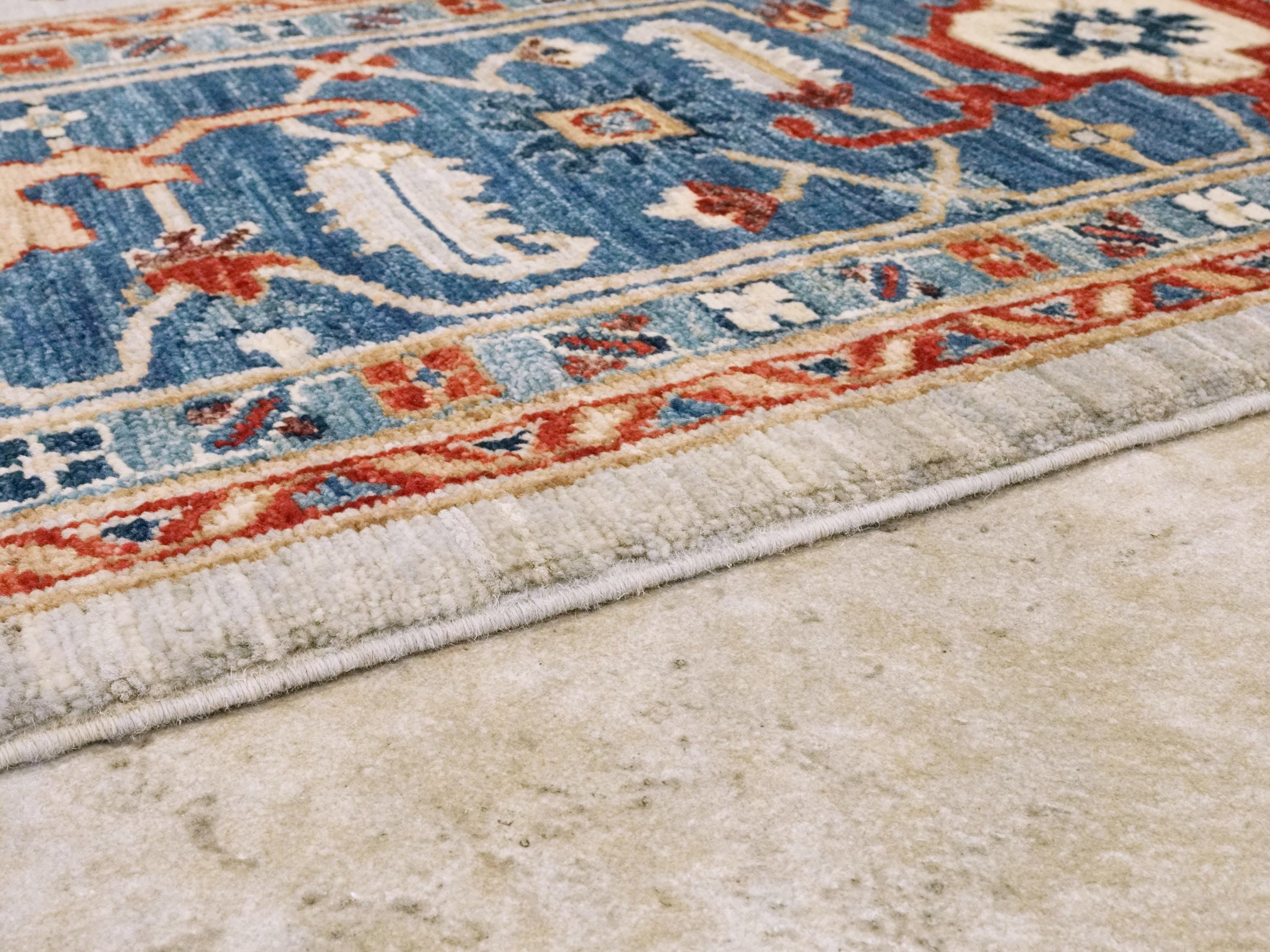 9x12 Ft Blue & White Bidjar Rug - Hand Knotted Persian Style Wool Rug
