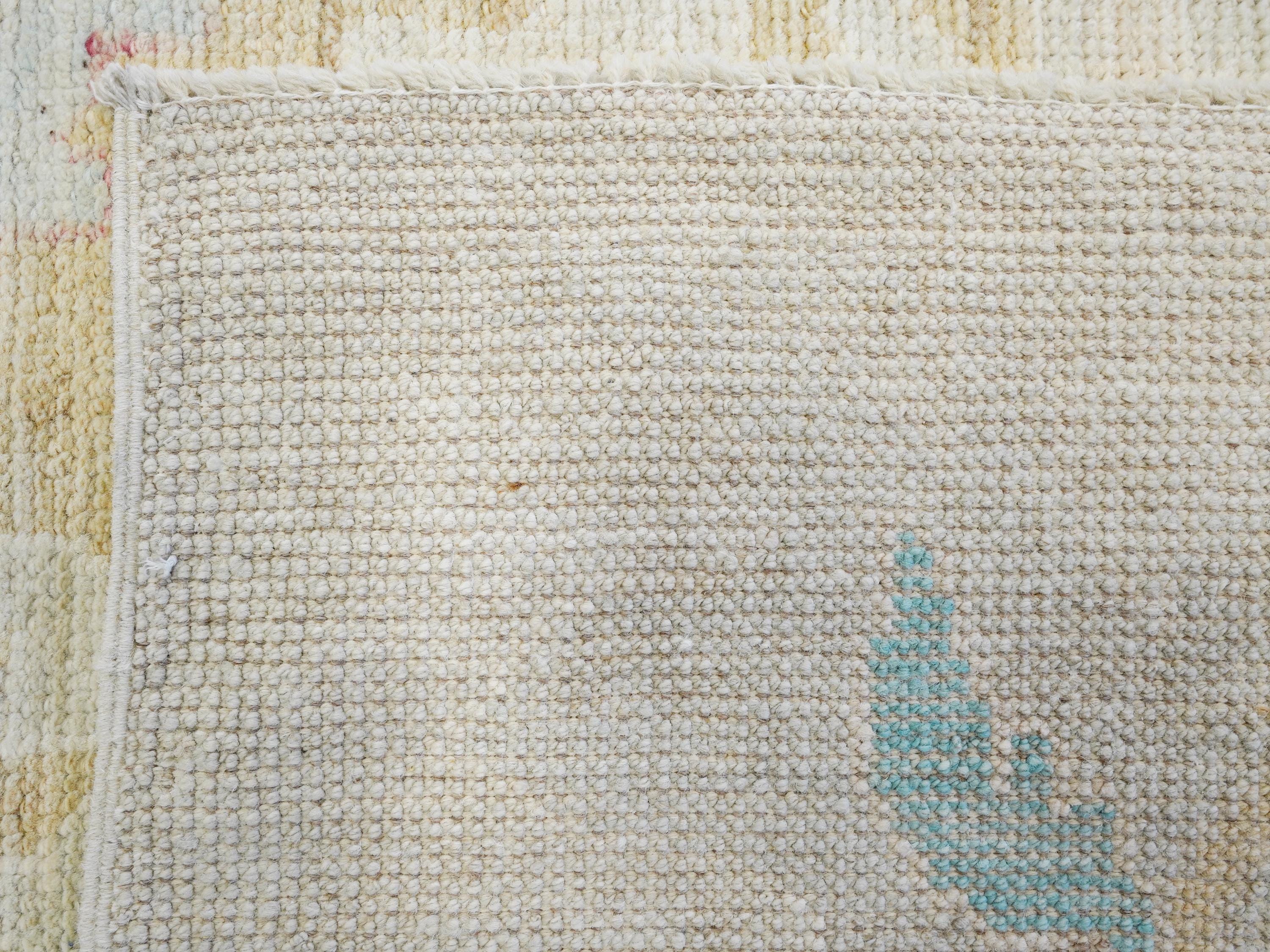 10x14 Ft Colorful Pastel Ushak Rug - Hand Knotted Afghan Rug - Turkish Design