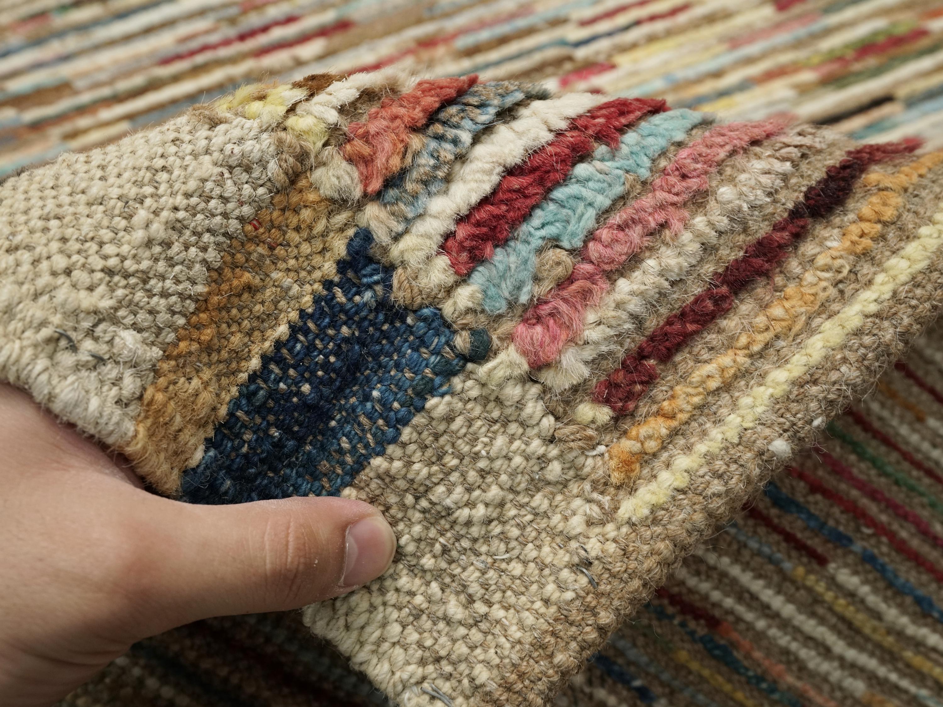 12 Ft Colorful Moroccan Runner Rug - Hand Knotted Wool Runner