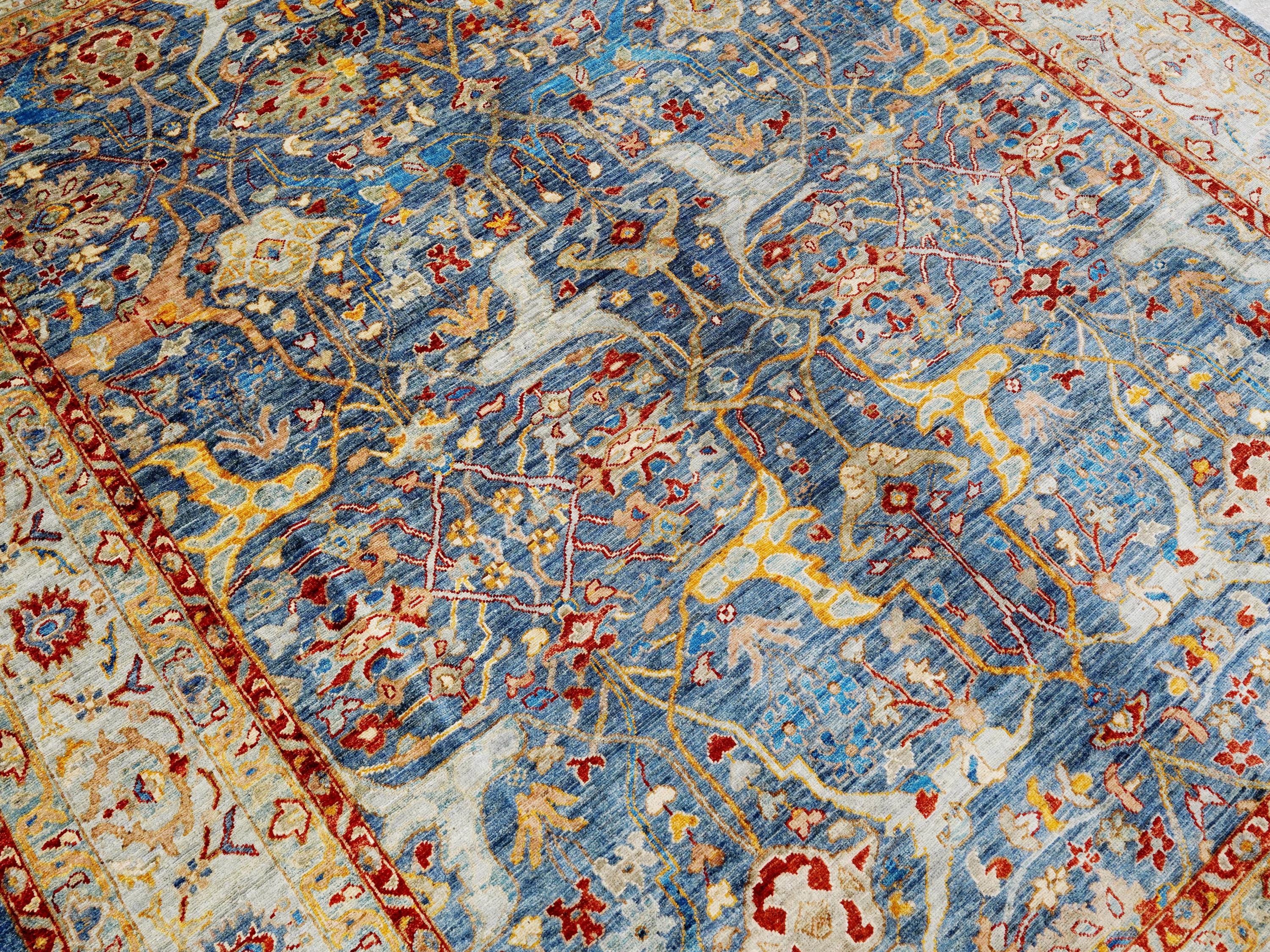8x10 Ft Blue Bidjar Rug - Hand Knotted Wool Oriental Rug