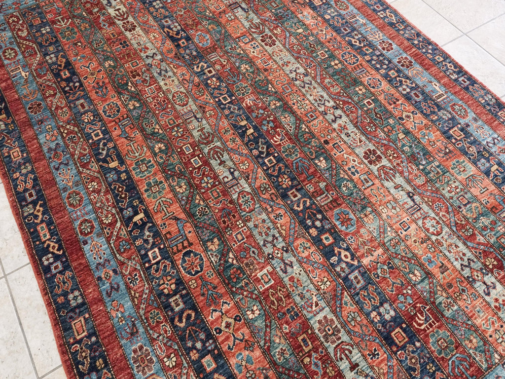 6x9 Ft Red & Blue Heriz Rug - Afghan Oriental Area Rug