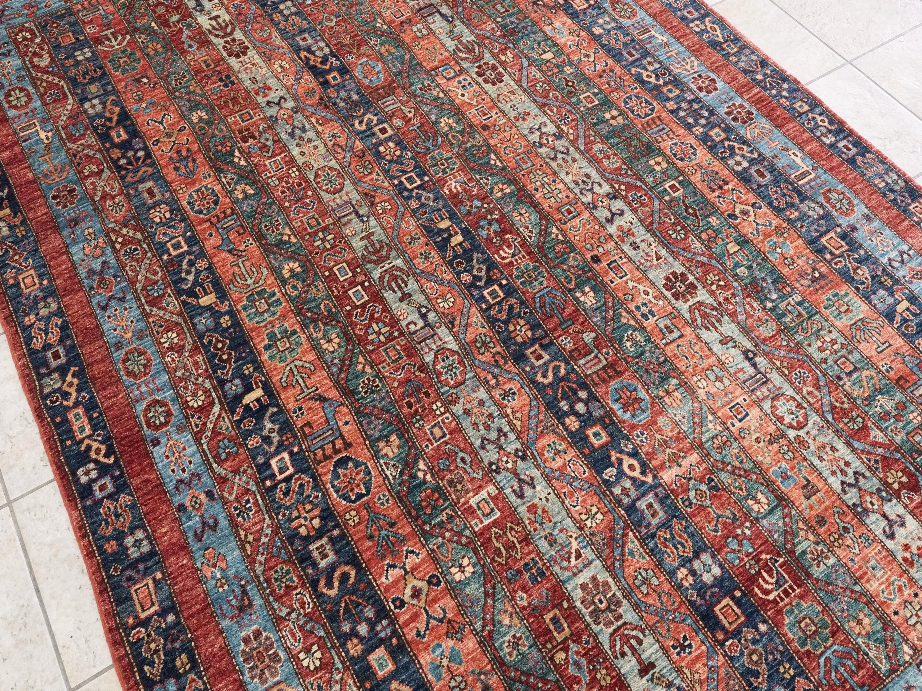 6x9 Ft Red & Blue Heriz Rug - Afghan Oriental Area Rug