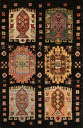 2x3 Ft Black Heriz Rug - Hand Knotted Wool Rug