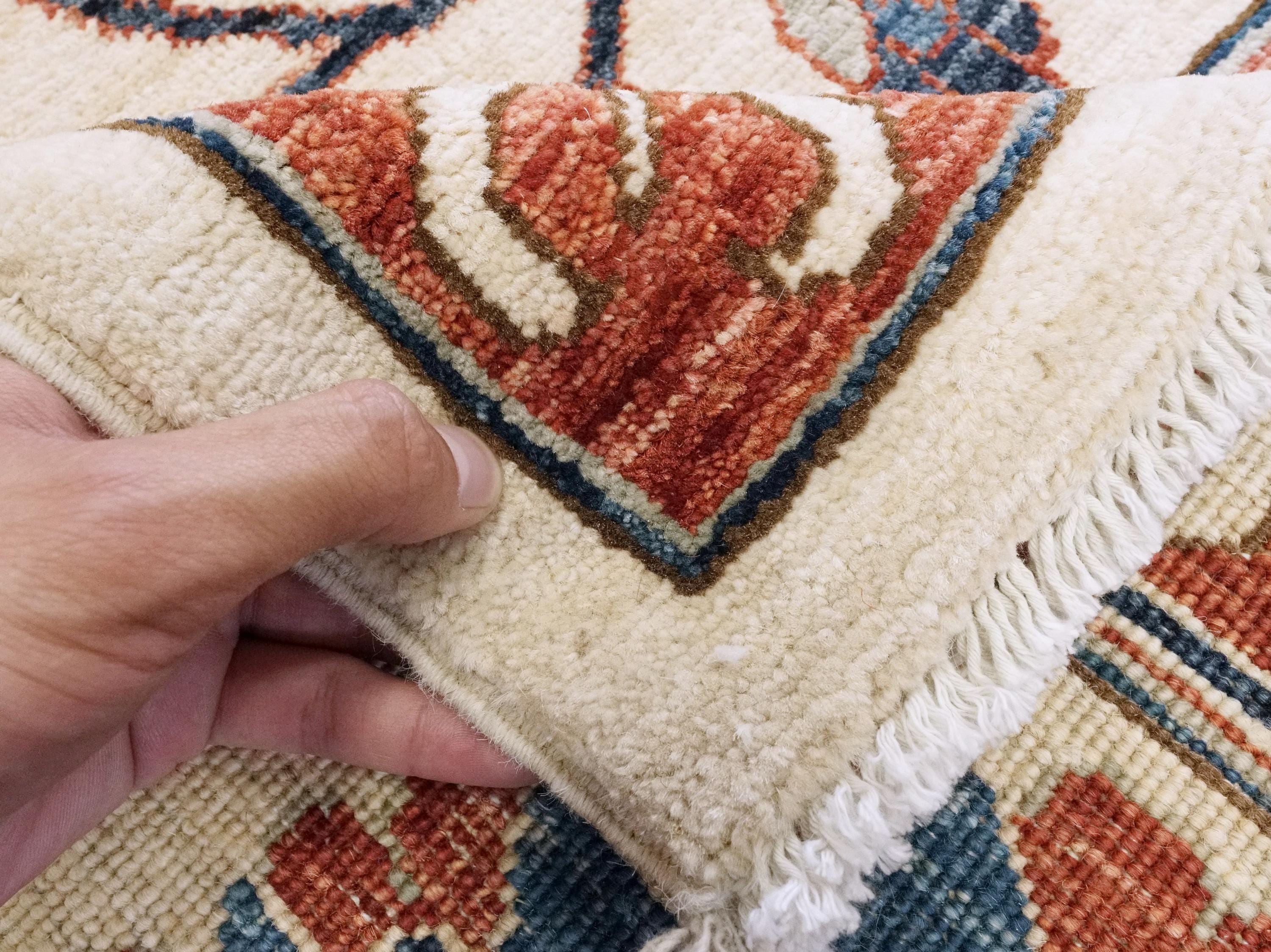 9x12 Ft Beige Wool Suzani Rug - Afghan Handmade Oriental Design