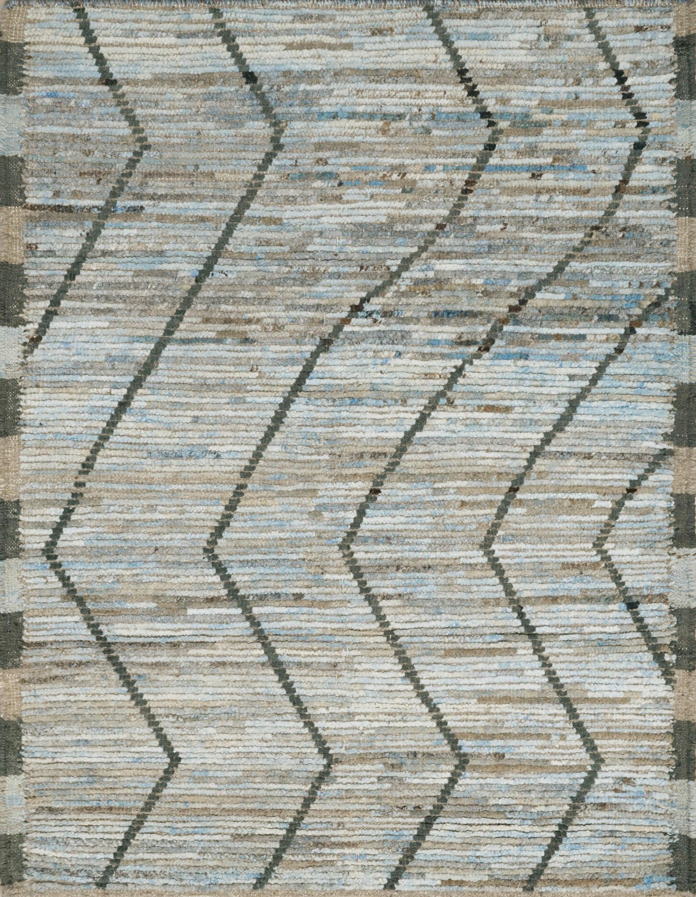 3x5 Ft Blue Moroccan Rug - Hand Knotted Area Rug