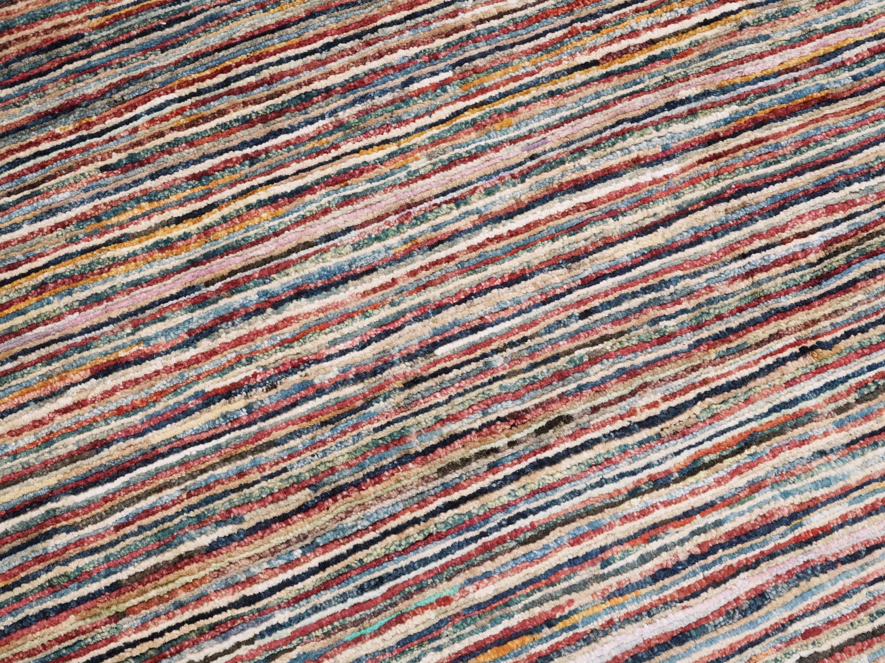 6x9 Ft Multicolor Gabbeh Rug - Afghan Wool Area Rug - Plain Design