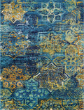 5x7 Ft Blue Abstract Wool Rug - Hand Knotted Area Rug
