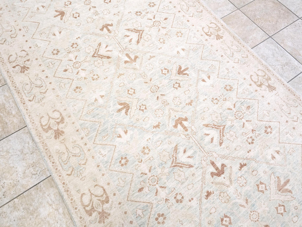 5x12 Ft White Serapi Runner Rug - Afghan Handmade Wool Hallway Rug