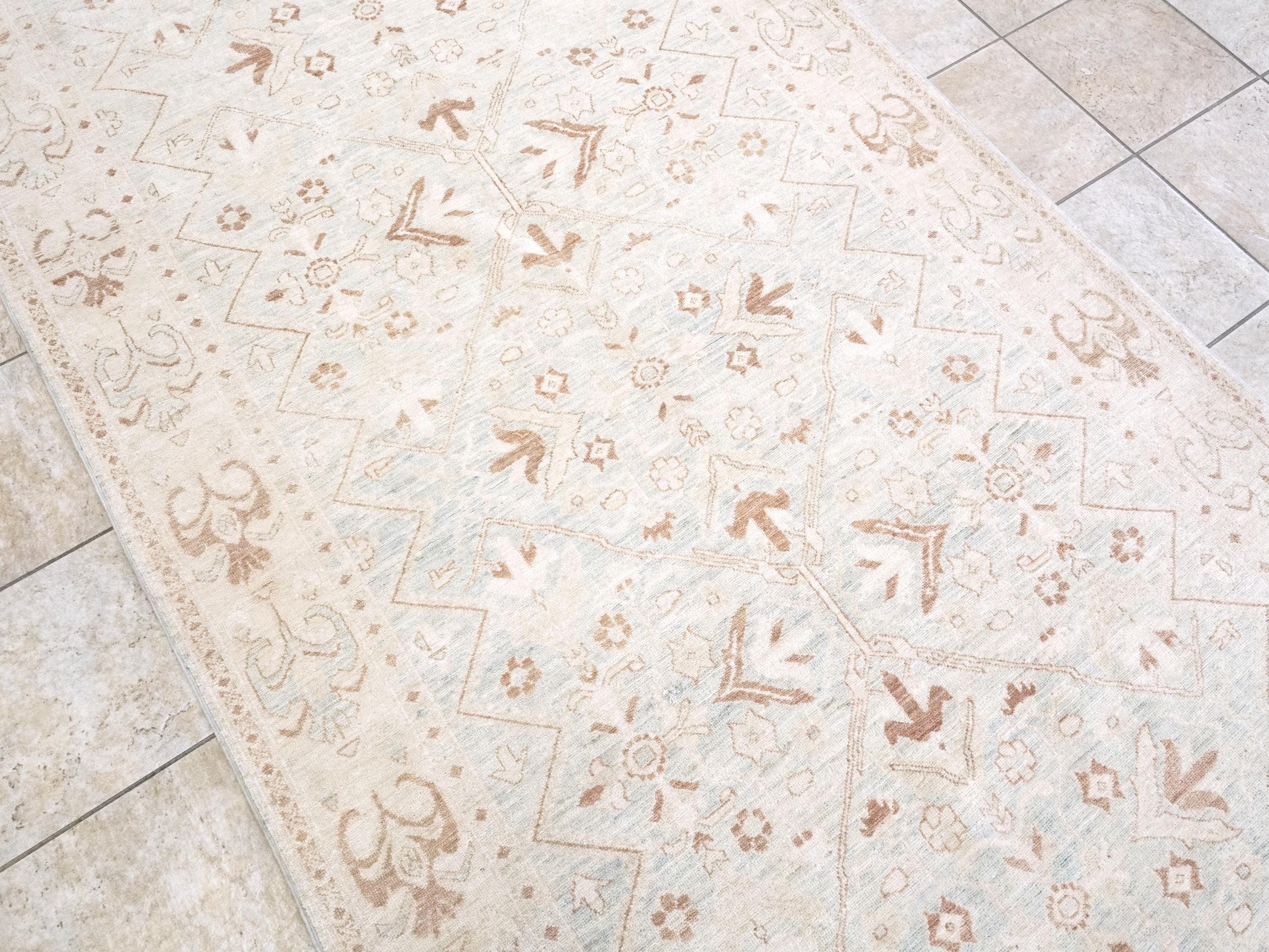 5x12 Ft White Serapi Runner Rug - Afghan Handmade Wool Hallway Rug