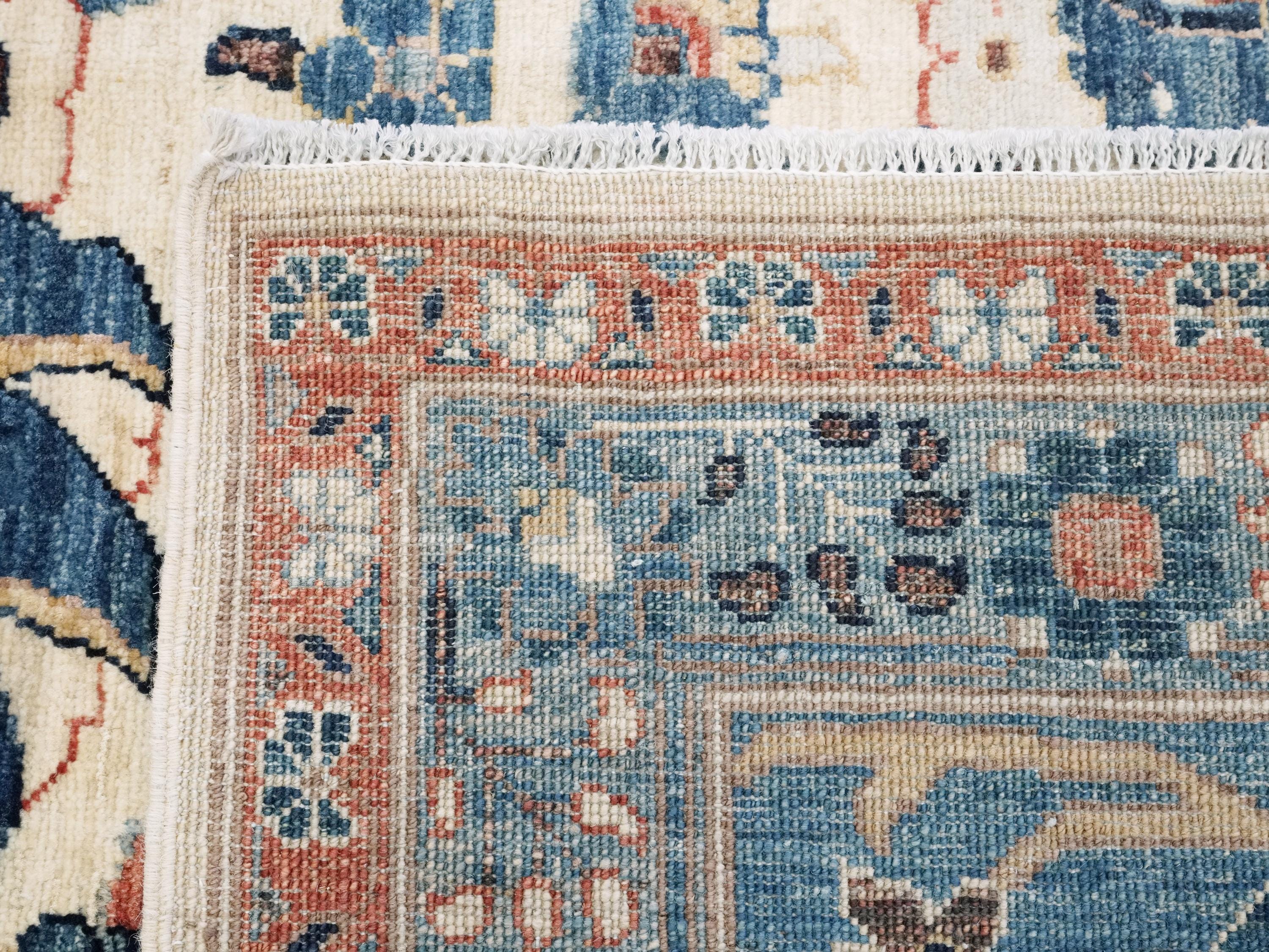 10x14 Ft White & Blue Bidjar Rug - Hand Knotted Oriental Area Rug