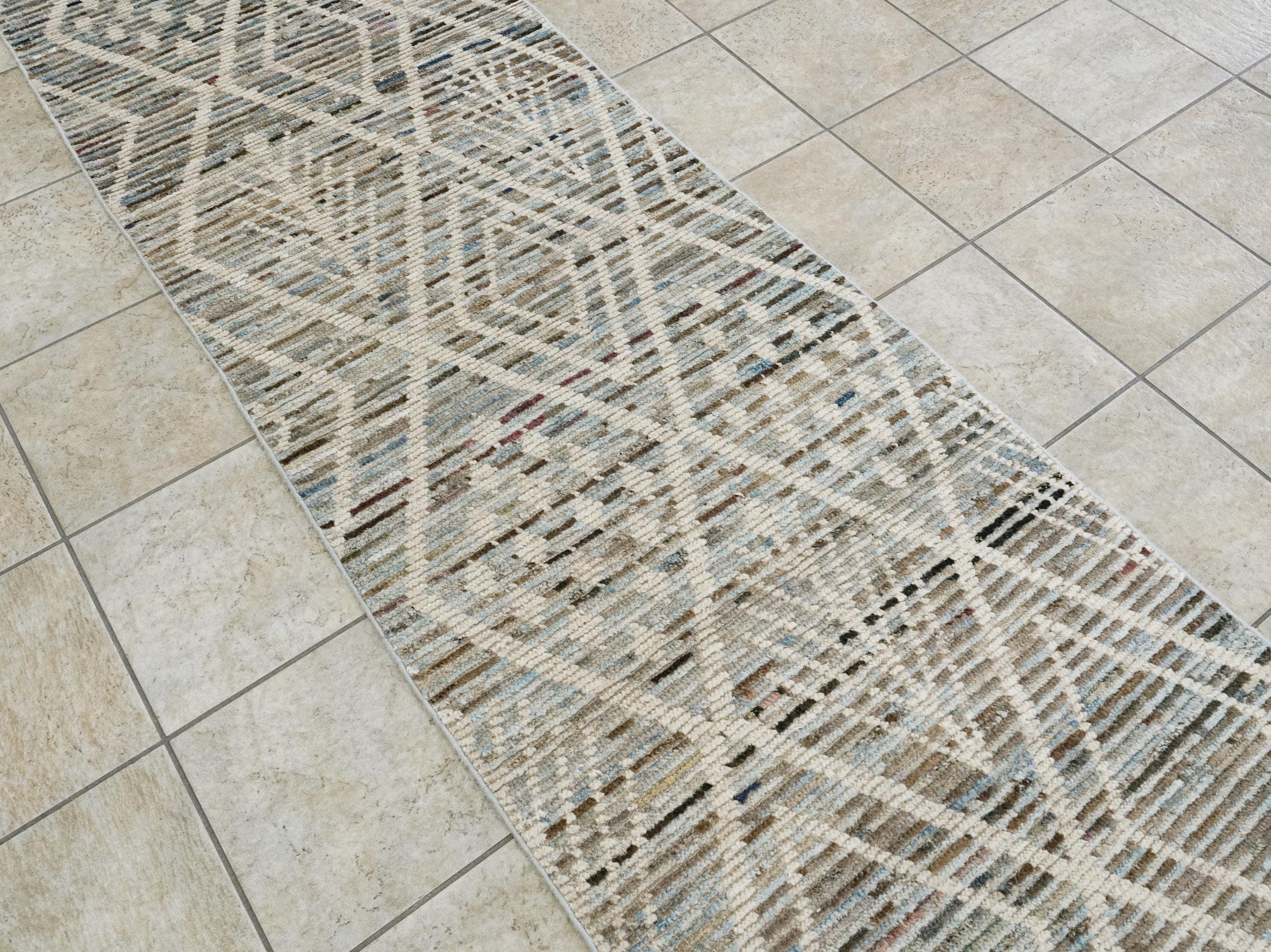 10 Ft Light Blue Moroccan Runner Rug - Afghan Handmade Wool