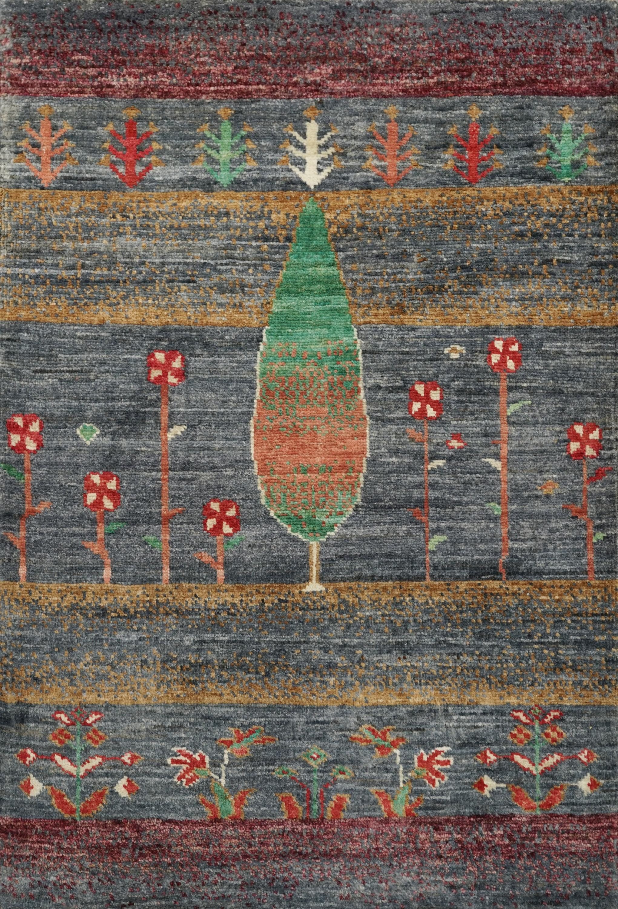 2x3 Ft Hand Knotted Gabbeh Rug - Tribal Area Rug