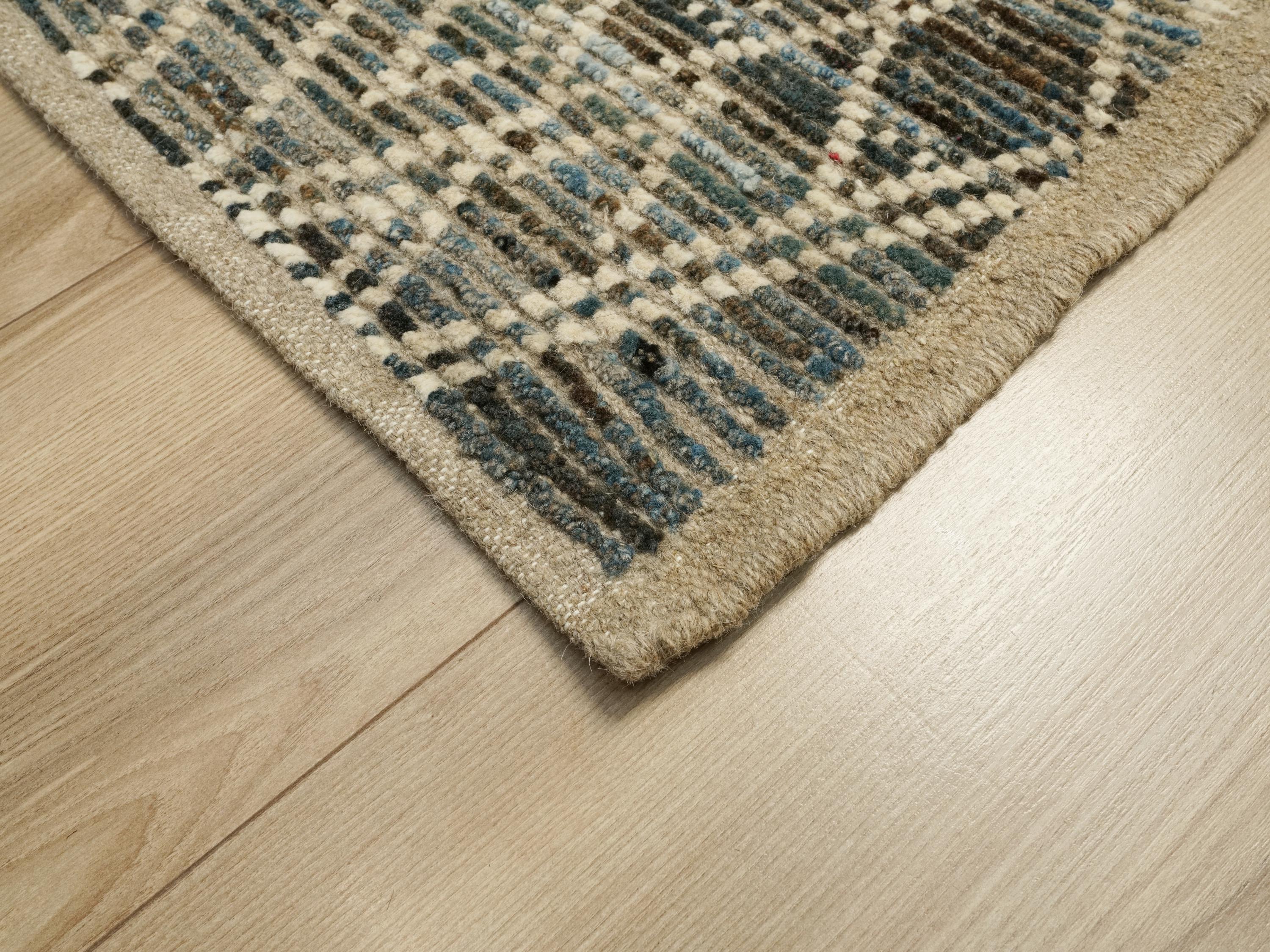 7x7 Ft Blue Moroccan Rug - Afghan Handmade Square Rug
